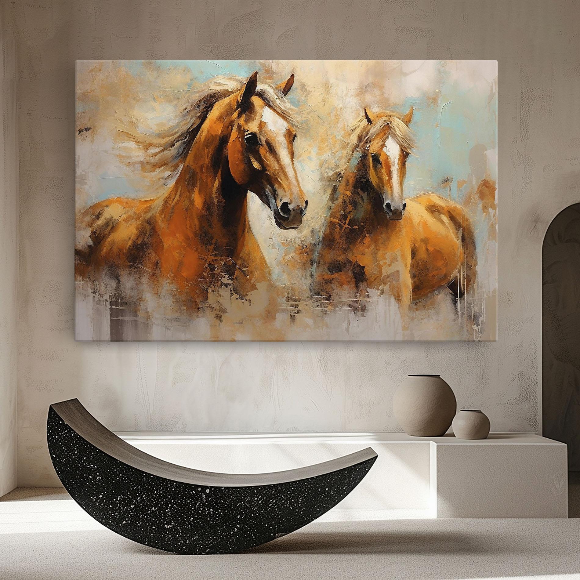 Vászonkép Brown Horses Staying mockup 8