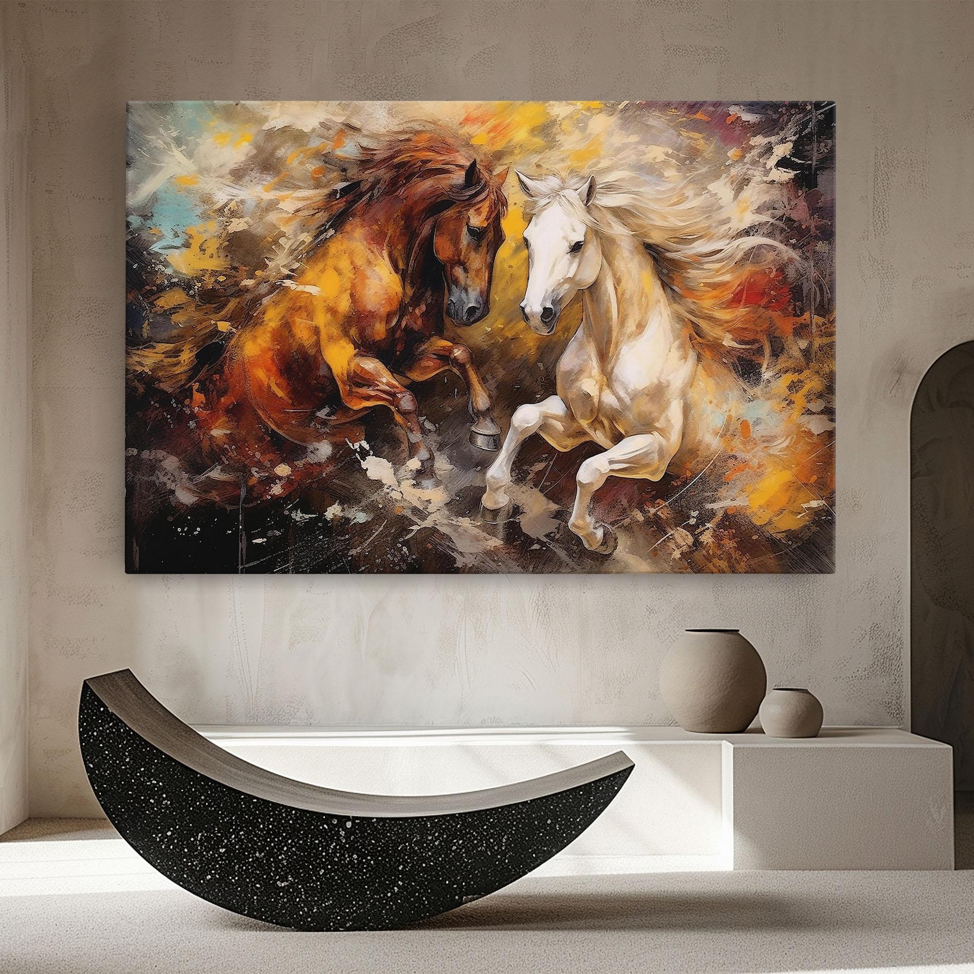 Vászonkép Brown White Horses mockup 8