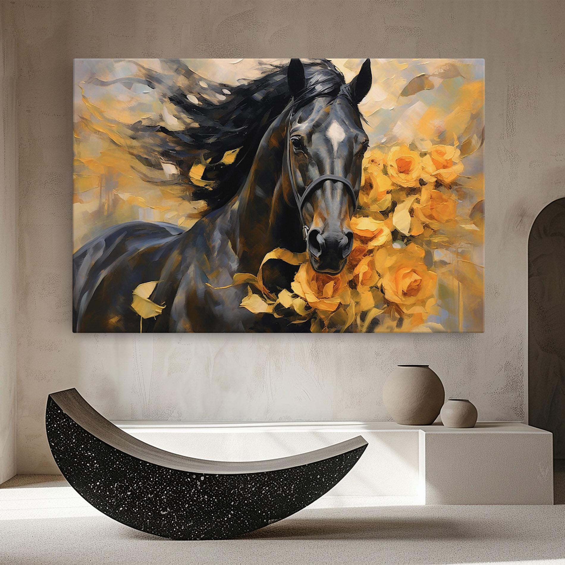 Vászonkép Yellow Roses Horse mockup 8