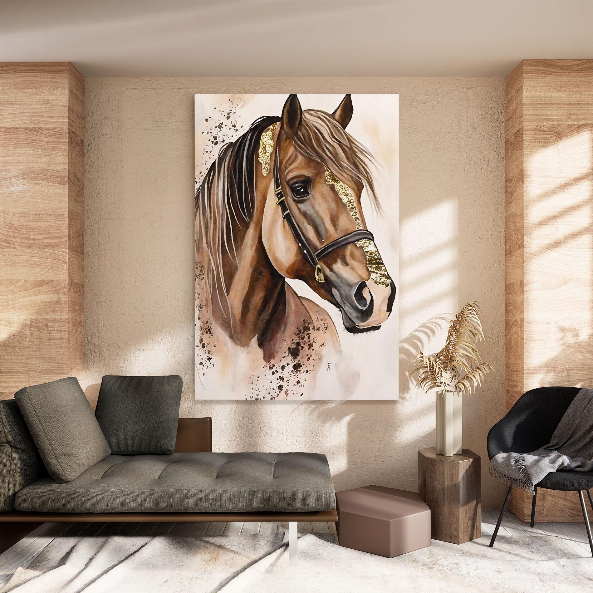 Vászonkép Gold Horse Painting mockup 8