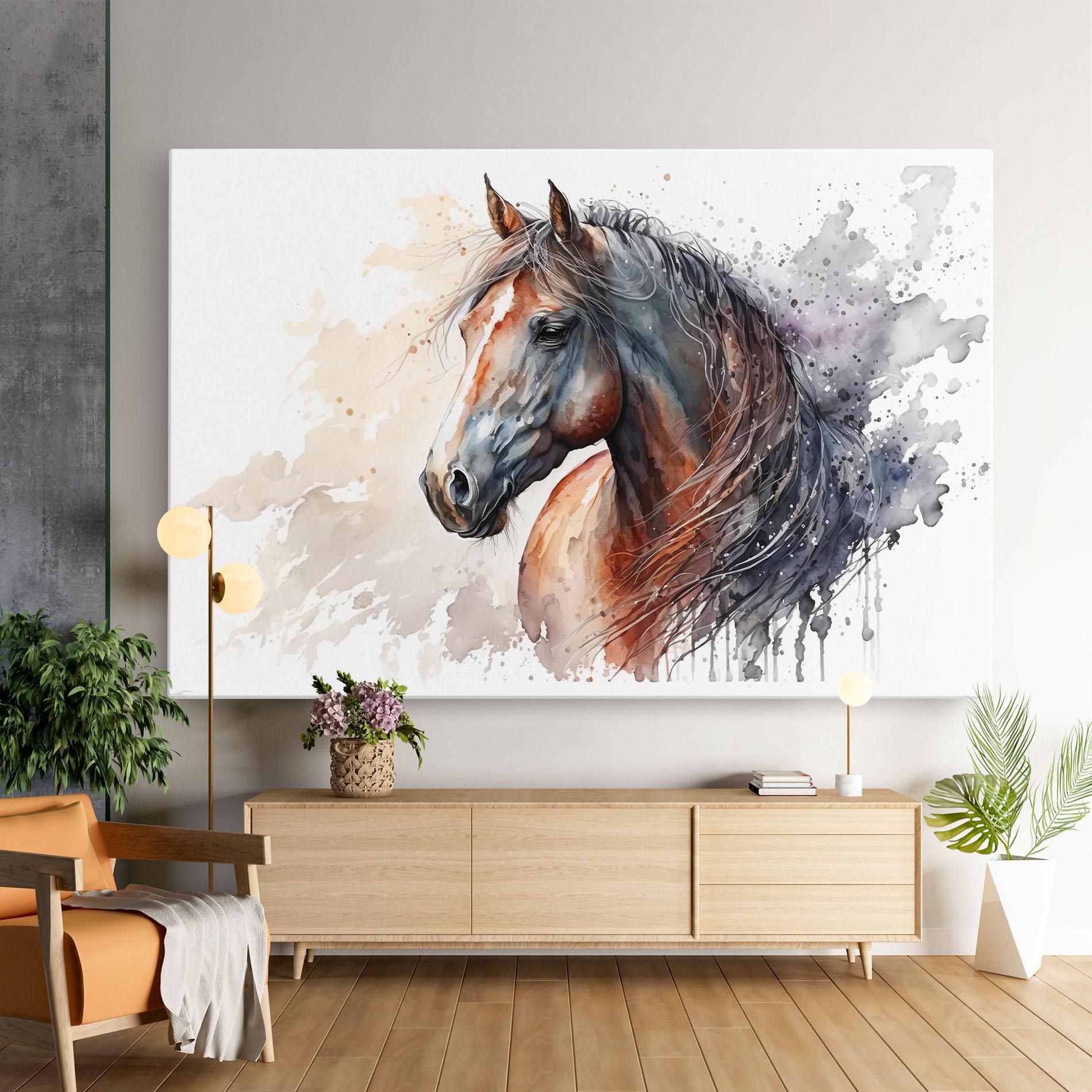 Vászonkép Black Brown Horse Painting mockup 9