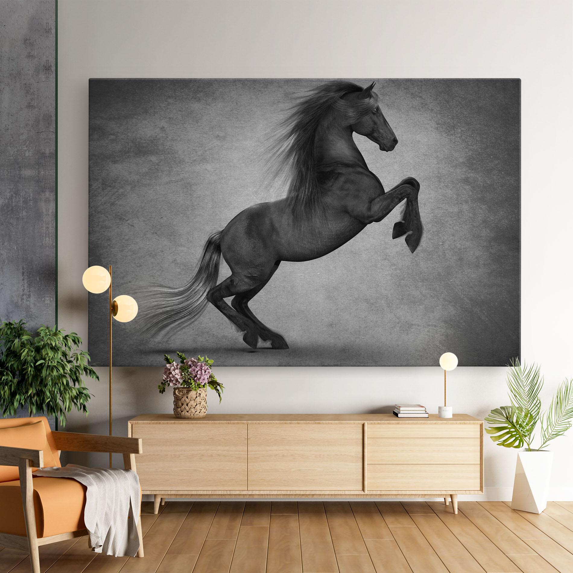 Vászonkép Black Horse Jumping mockup 9