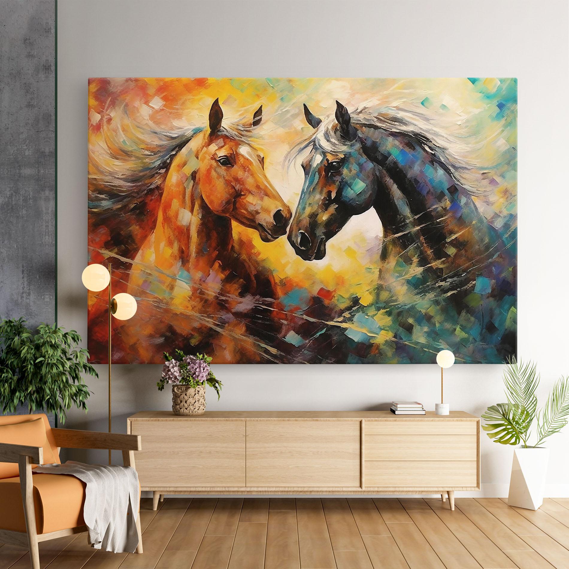 Vászonkép Brown Black Horses mockup 9