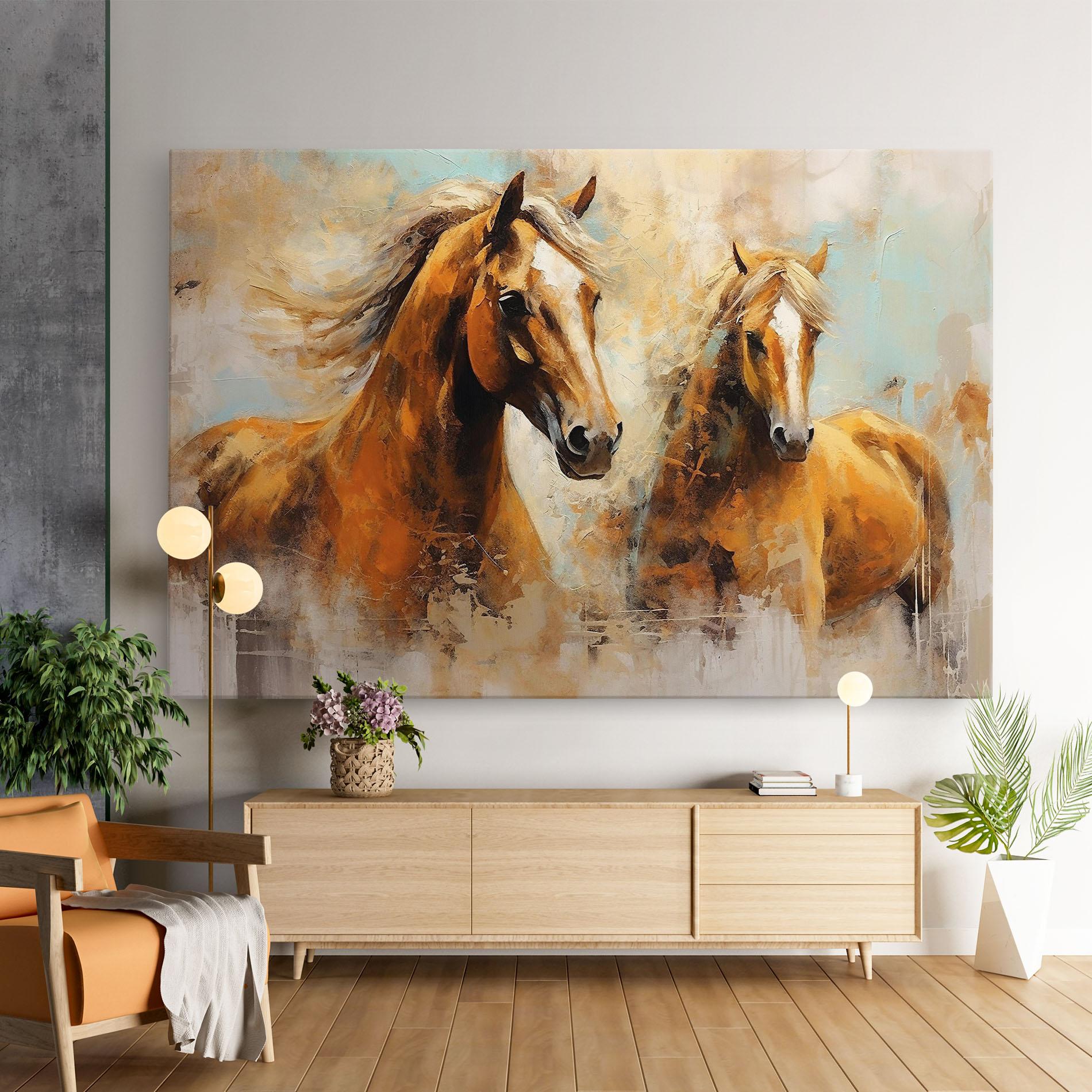 Vászonkép Brown Horses Staying mockup 9