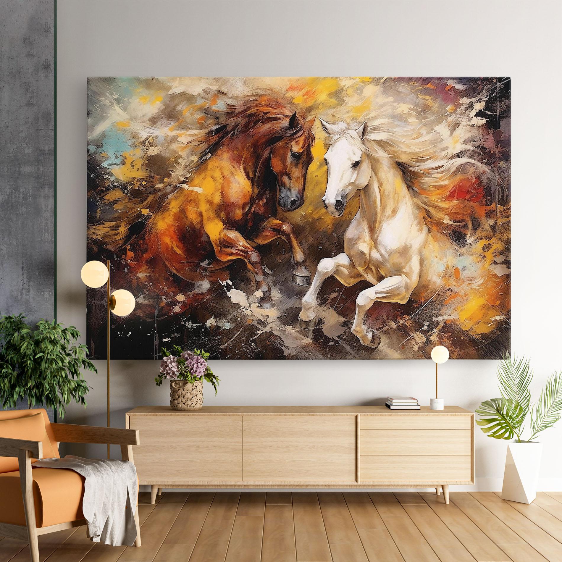 Vászonkép Brown White Horses mockup 9