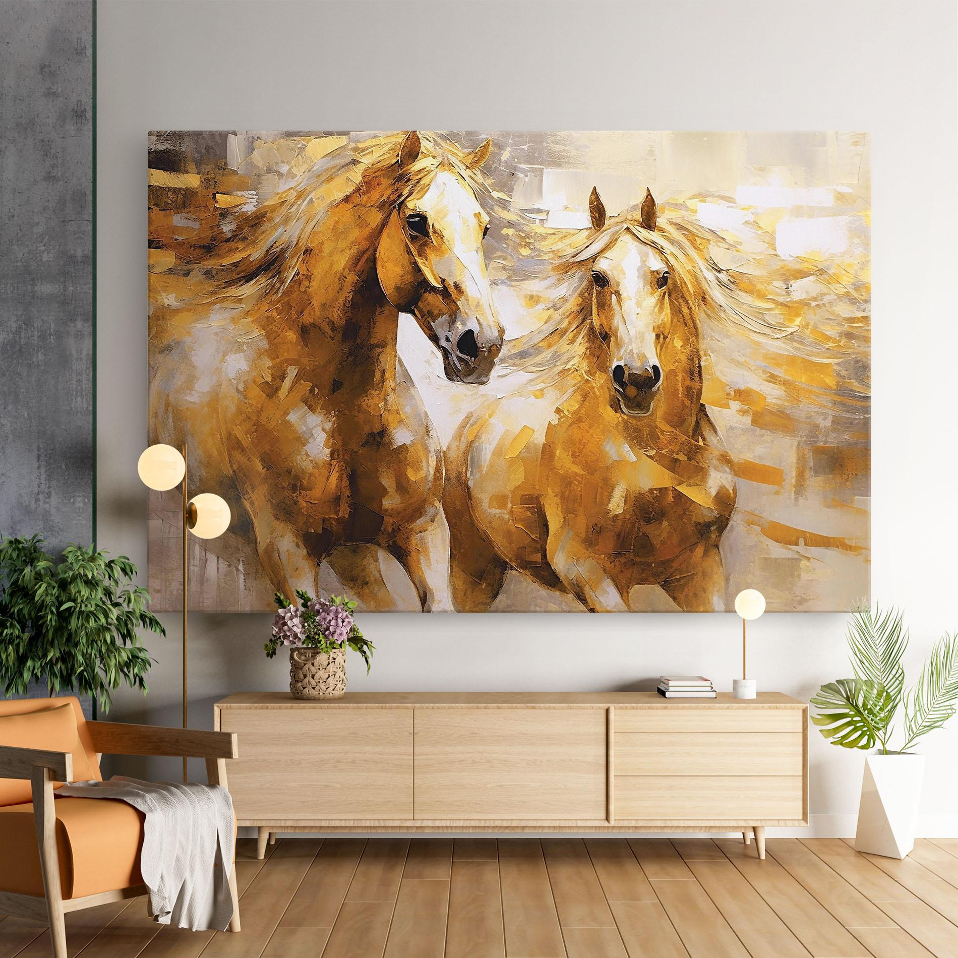 Vászonkép Golden Brown Horses mockup 9