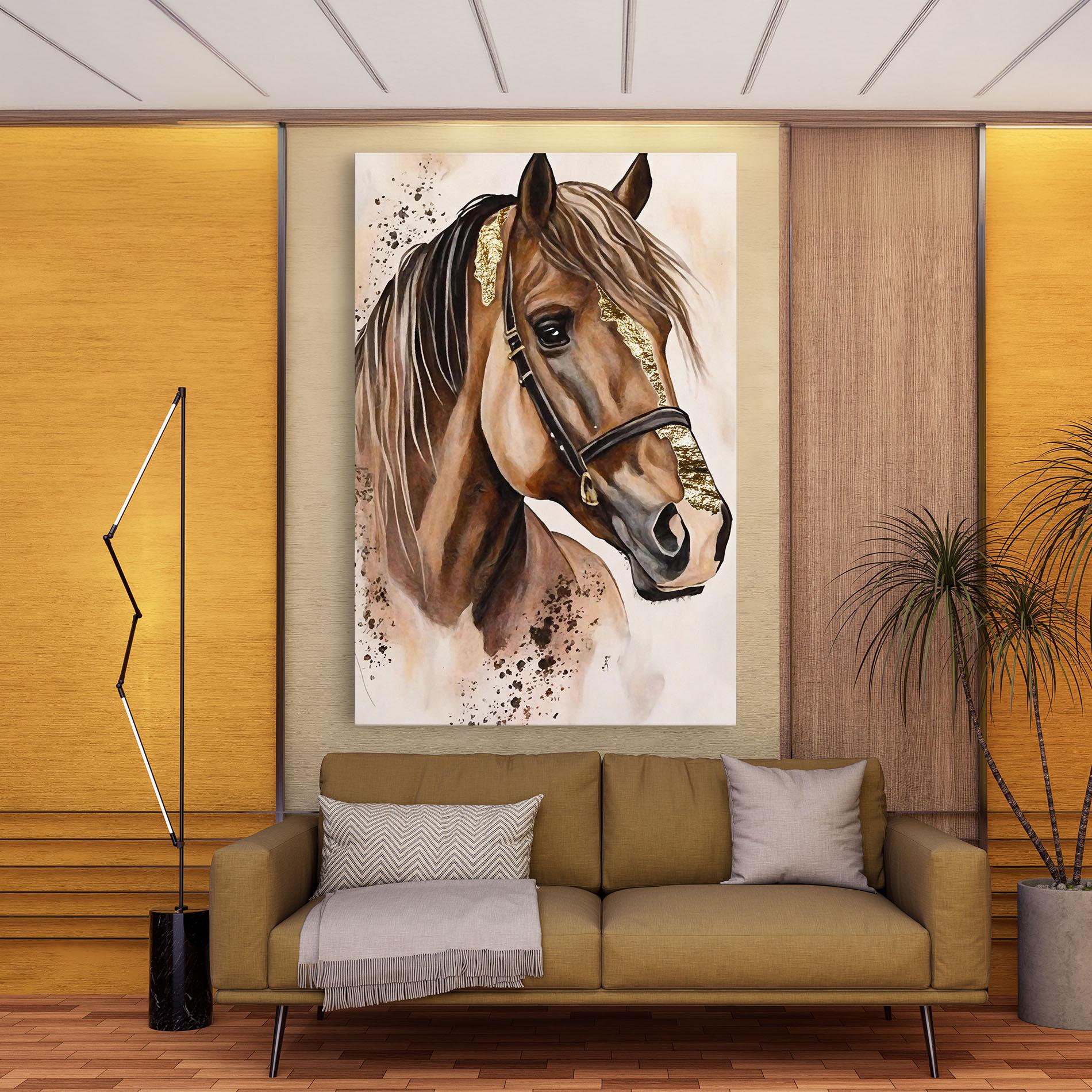 Vászonkép Gold Horse Painting mockup 9