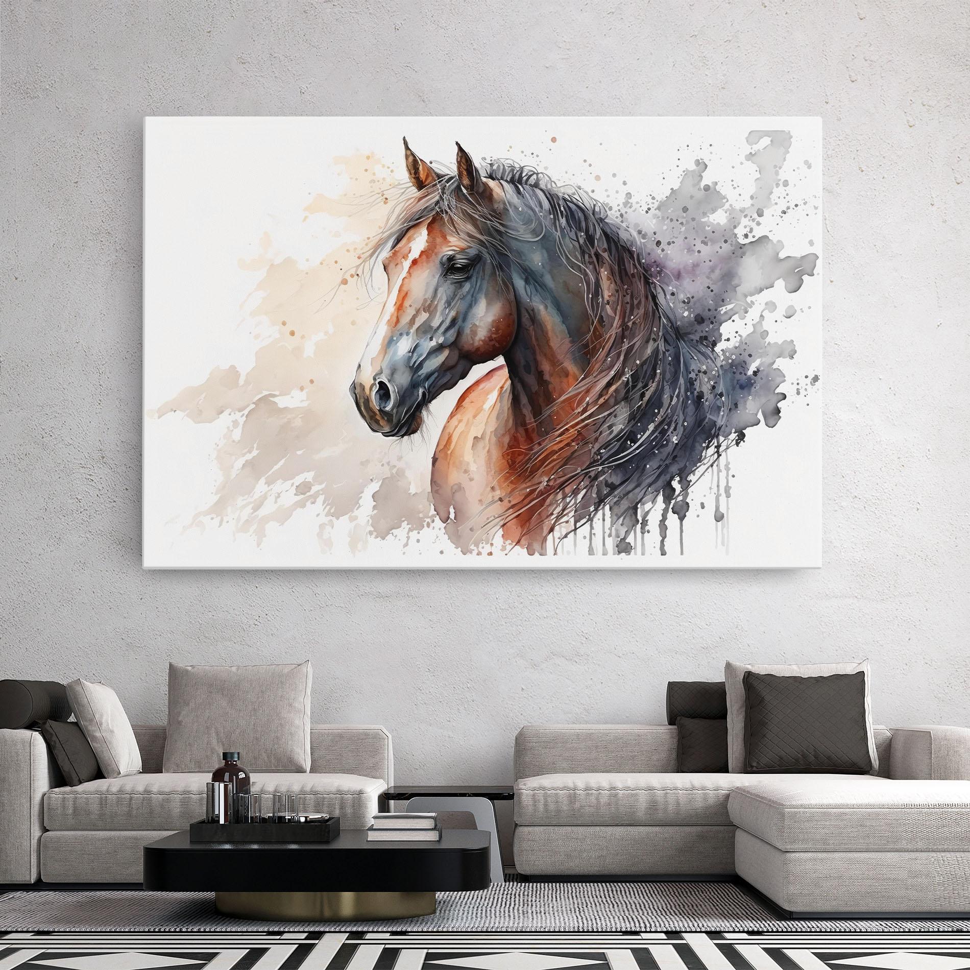 Vászonkép Black Brown Horse Painting mockup 2