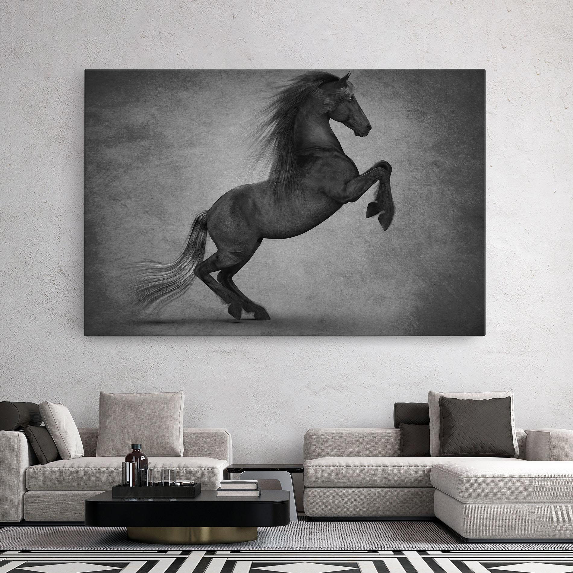 Vászonkép Black Horse Jumping mockup 2