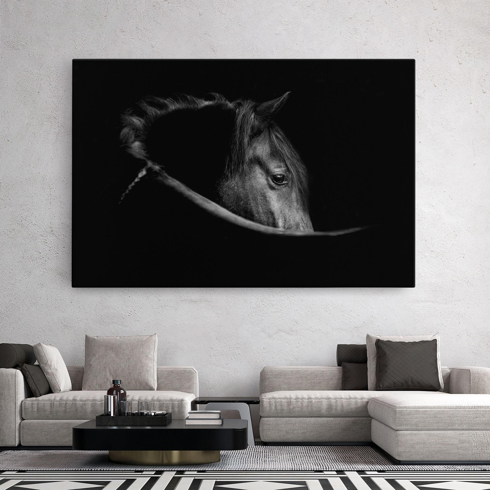 Vászonkép Black Horse Looking mockup 2