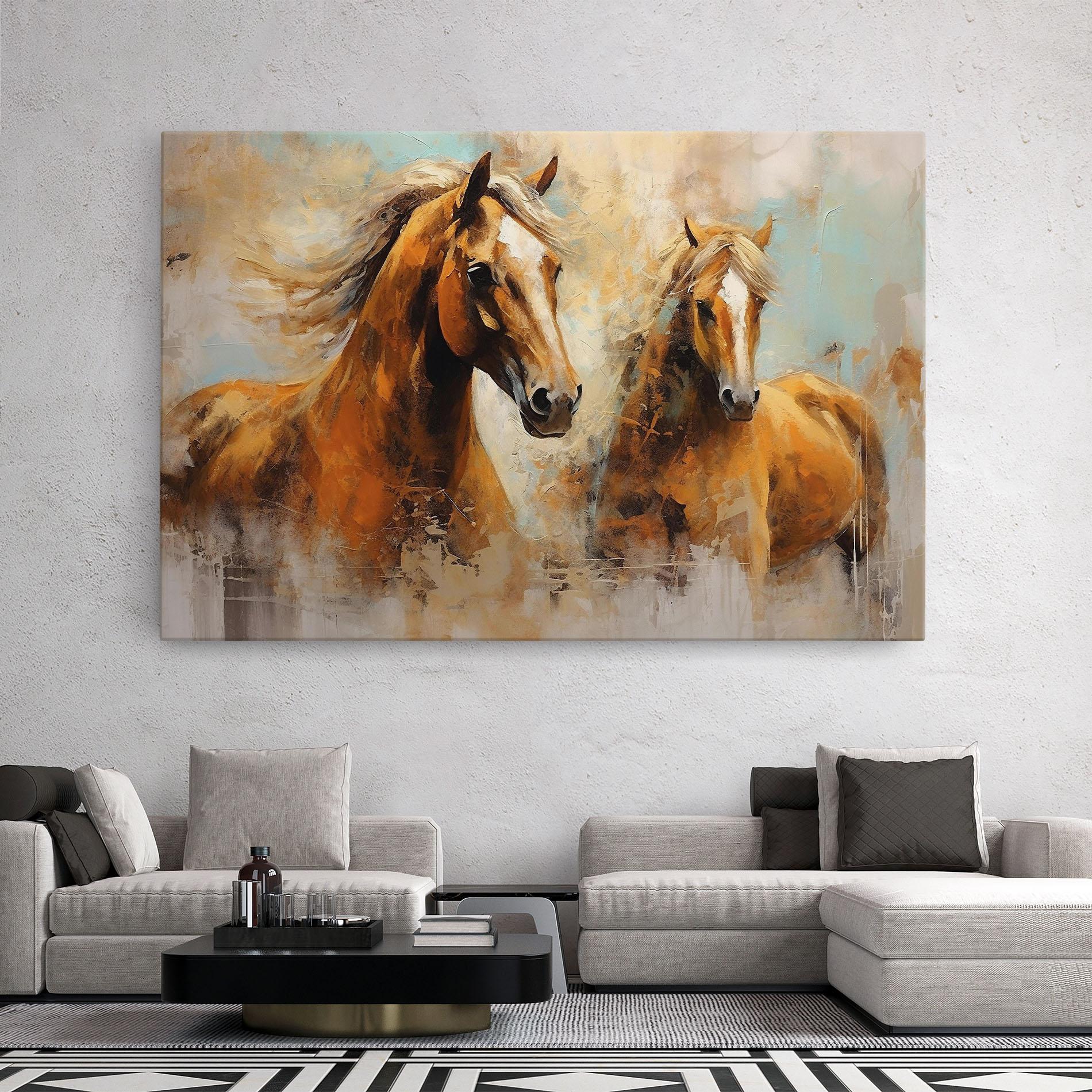 Vászonkép Brown Horses Staying mockup 2