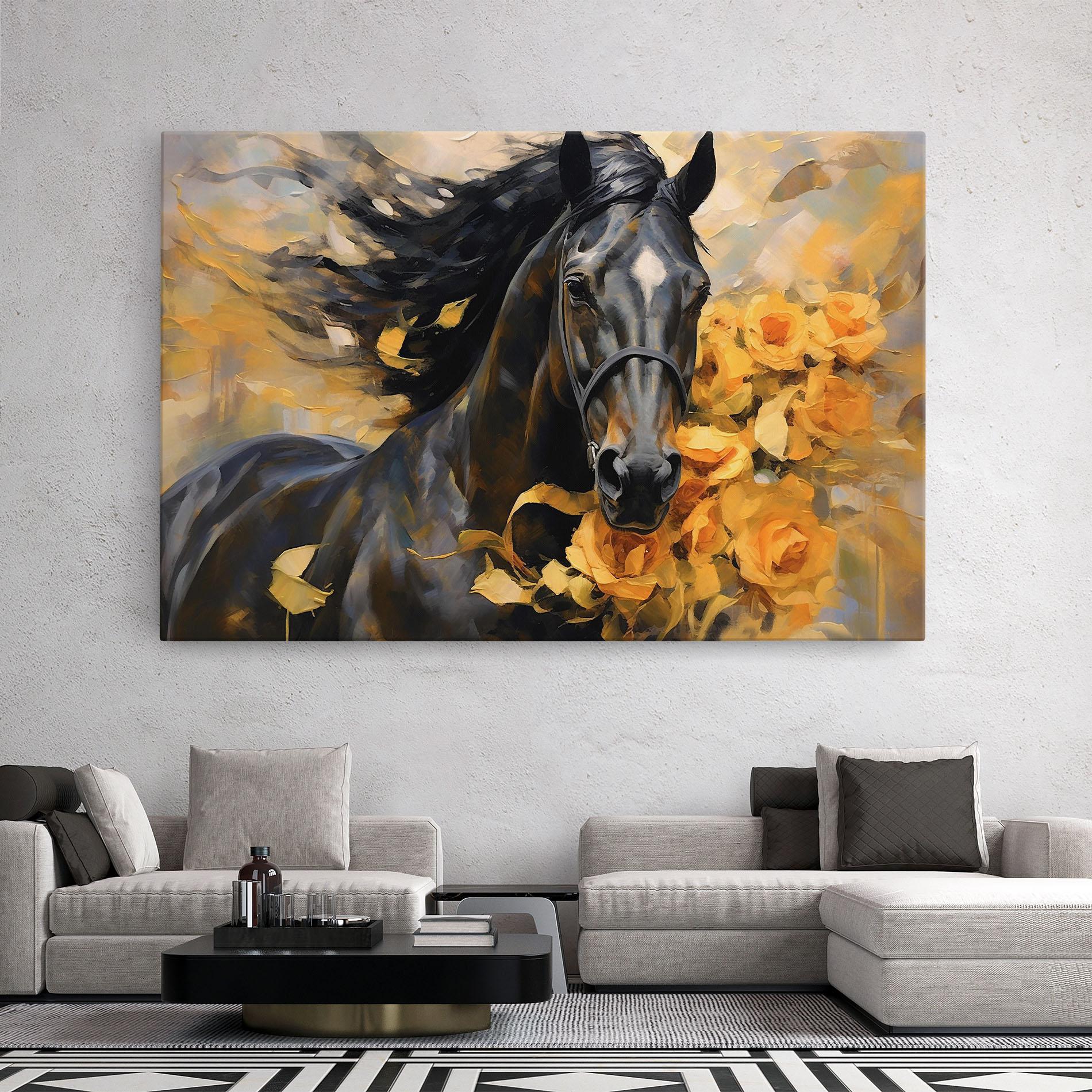 Vászonkép Yellow Roses Horse mockup 2