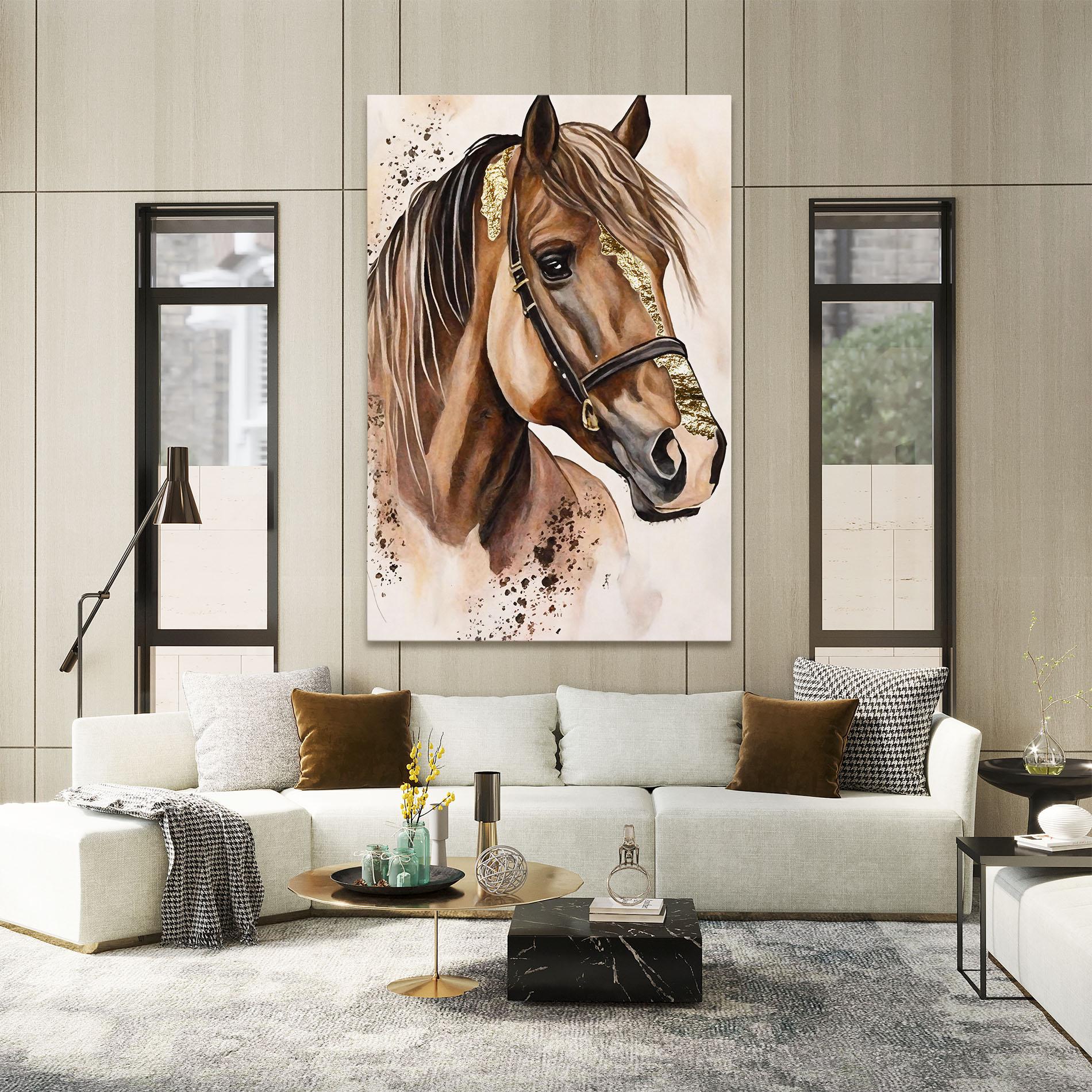 Vászonkép Gold Horse Painting mockup 2