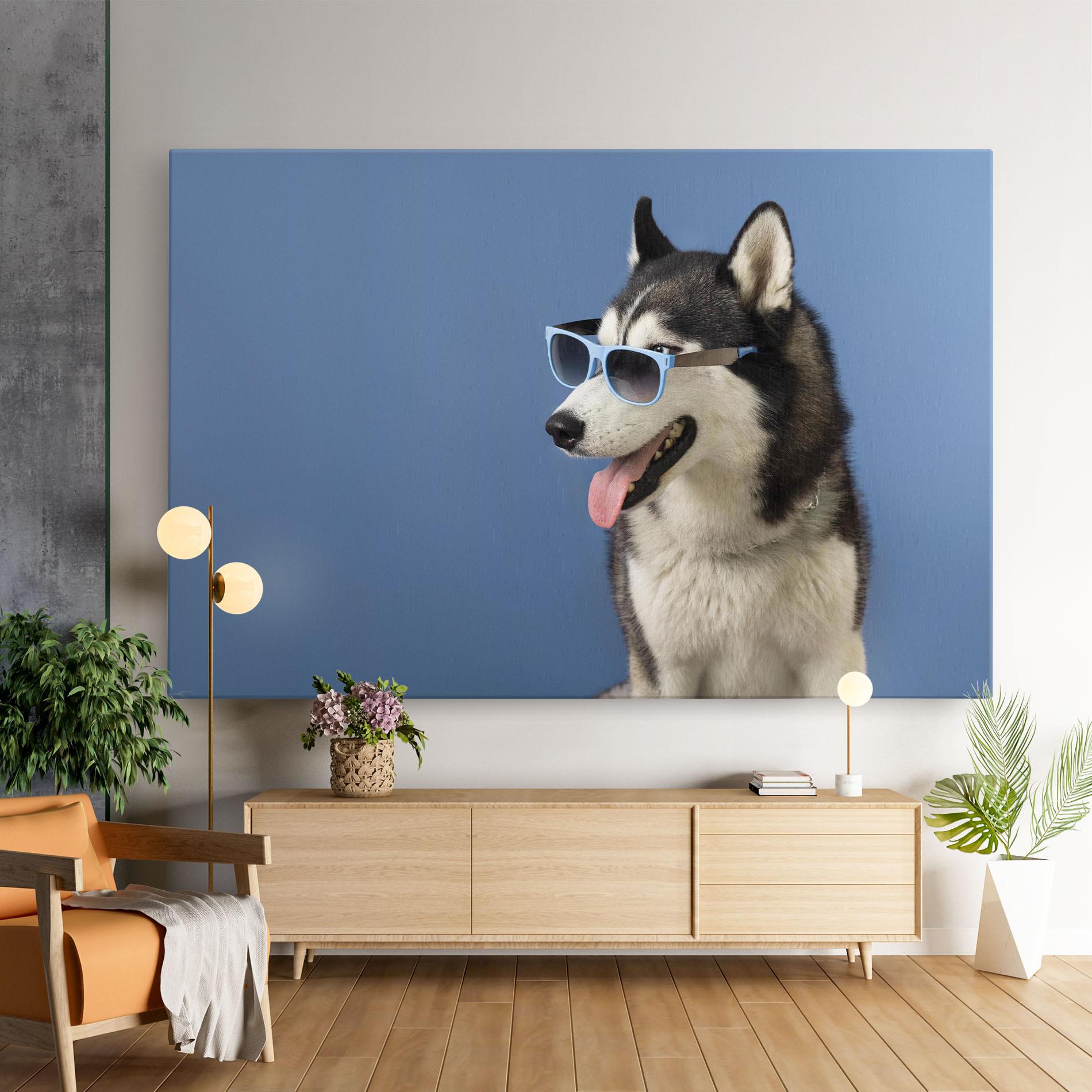 Vászonkép Blue Glasses Dog mockup 9