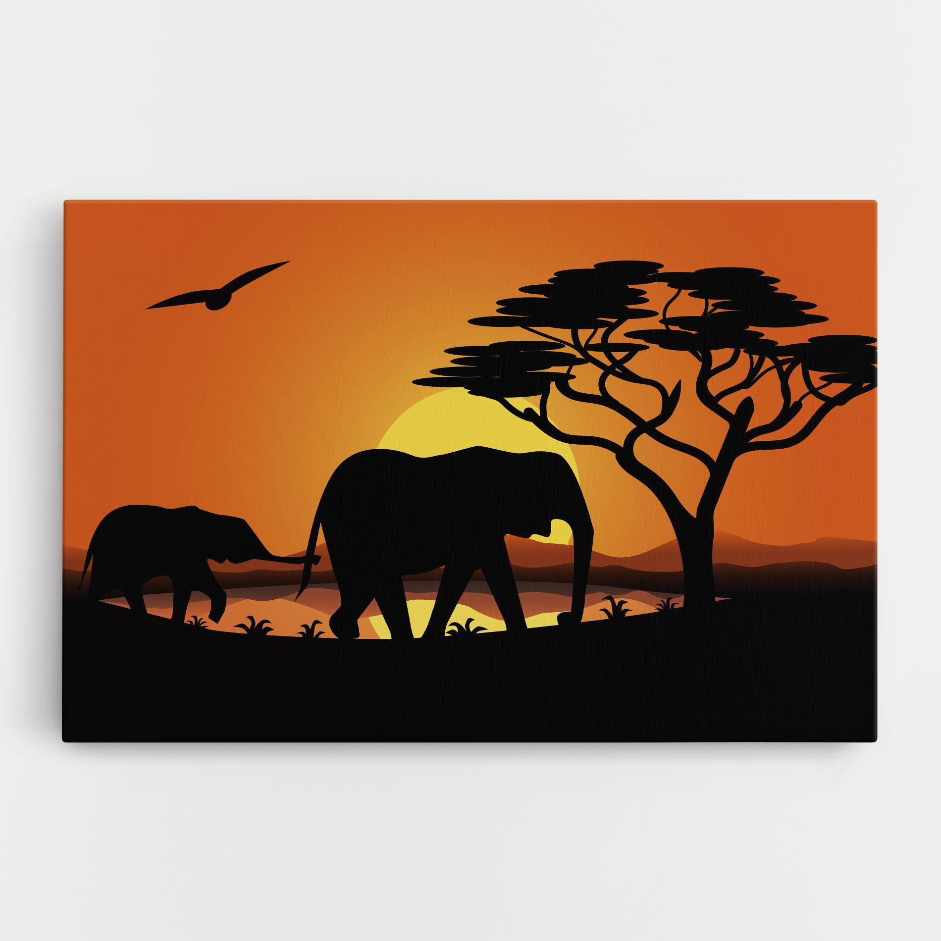 Vászonkép Elephant Sunset mockup 0