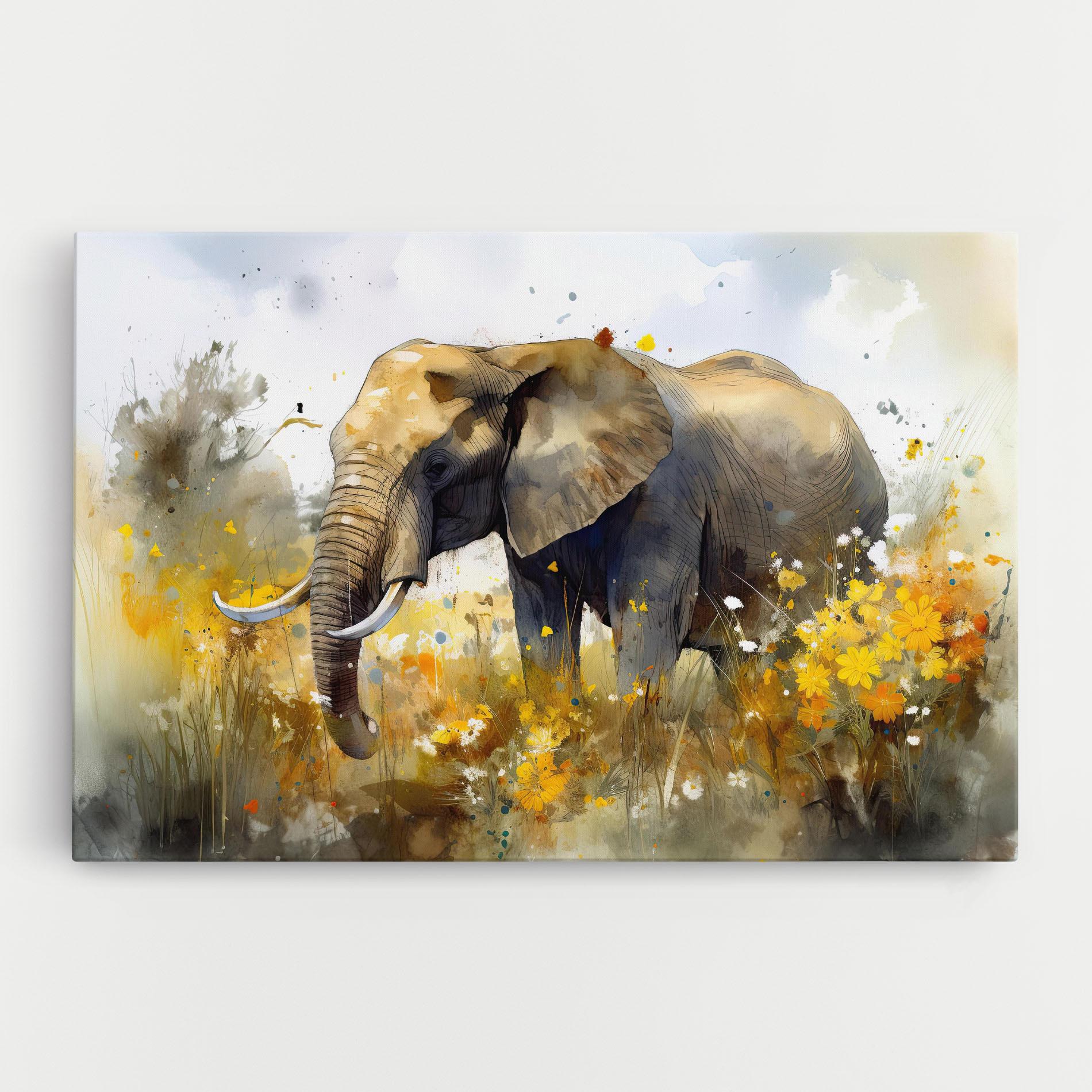 Vászonkép Yellow Flowers Elephant mockup 0