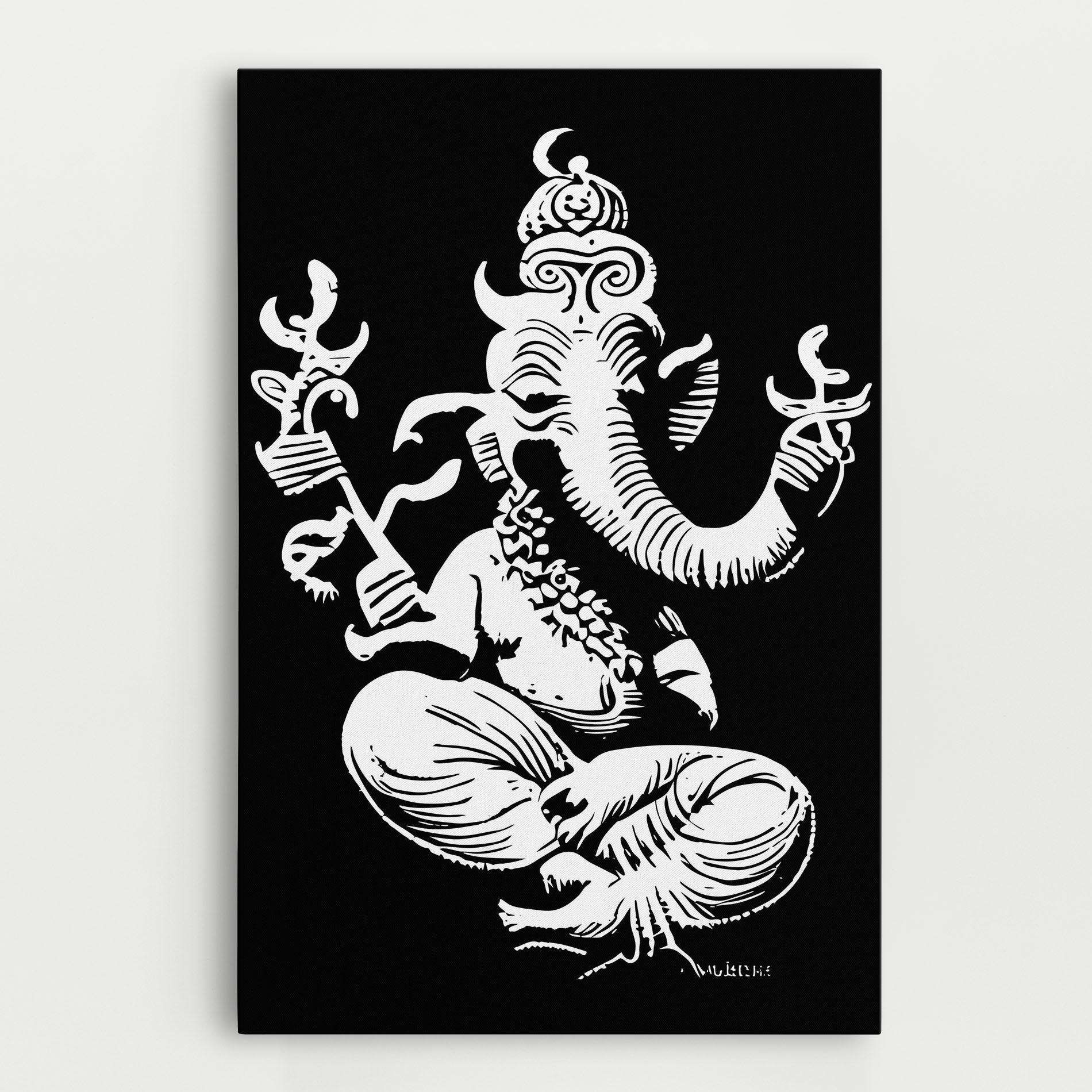 Vászonkép Black And White Ganesha mockup 0