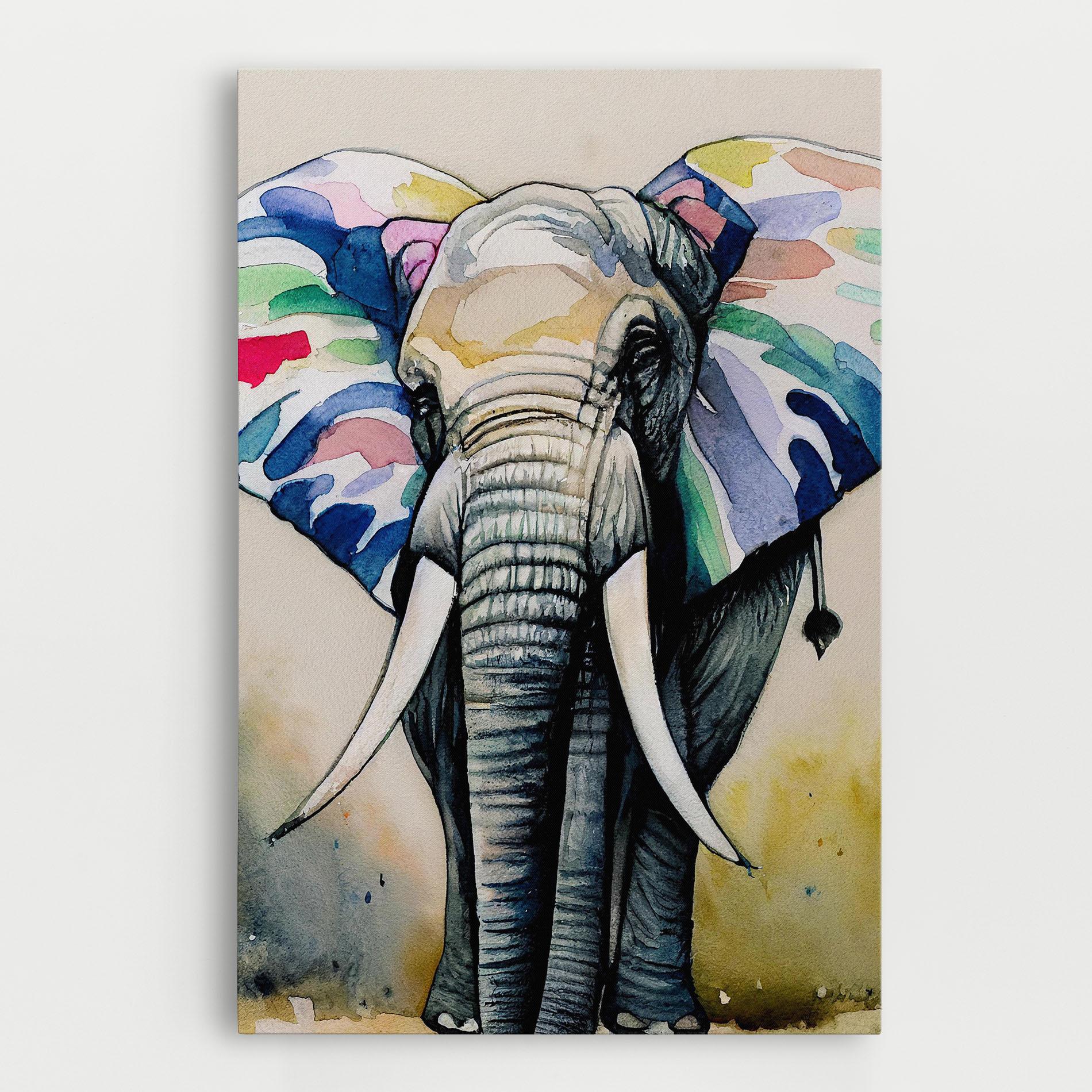 Vászonkép Watercolor Elephant Art mockup 0