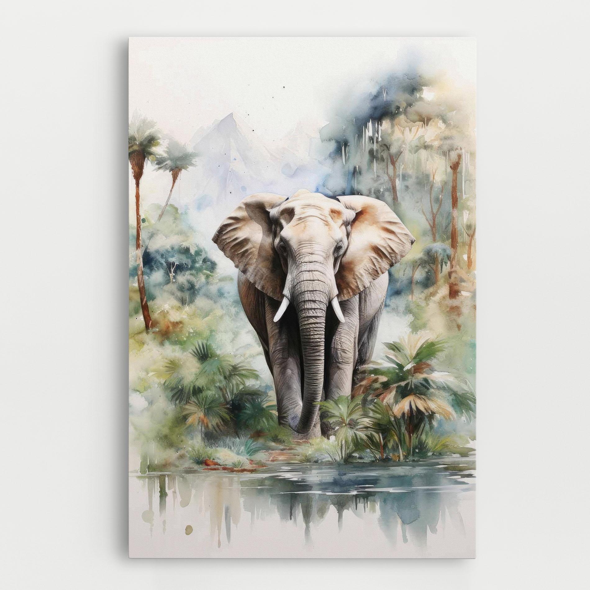 Vászonkép Wild Watercolor Elephant mockup 0