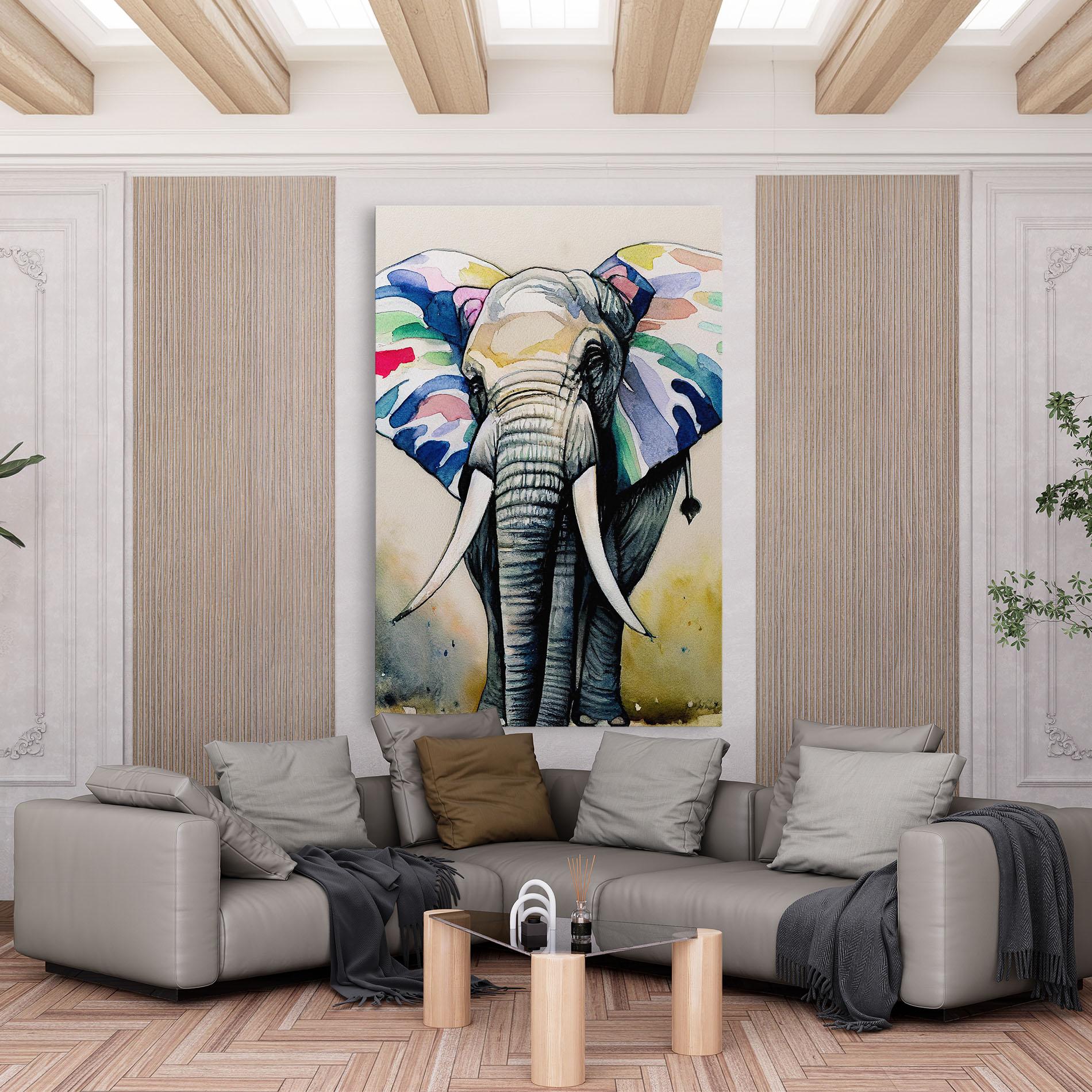 Vászonkép Watercolor Elephant Art mockup 6