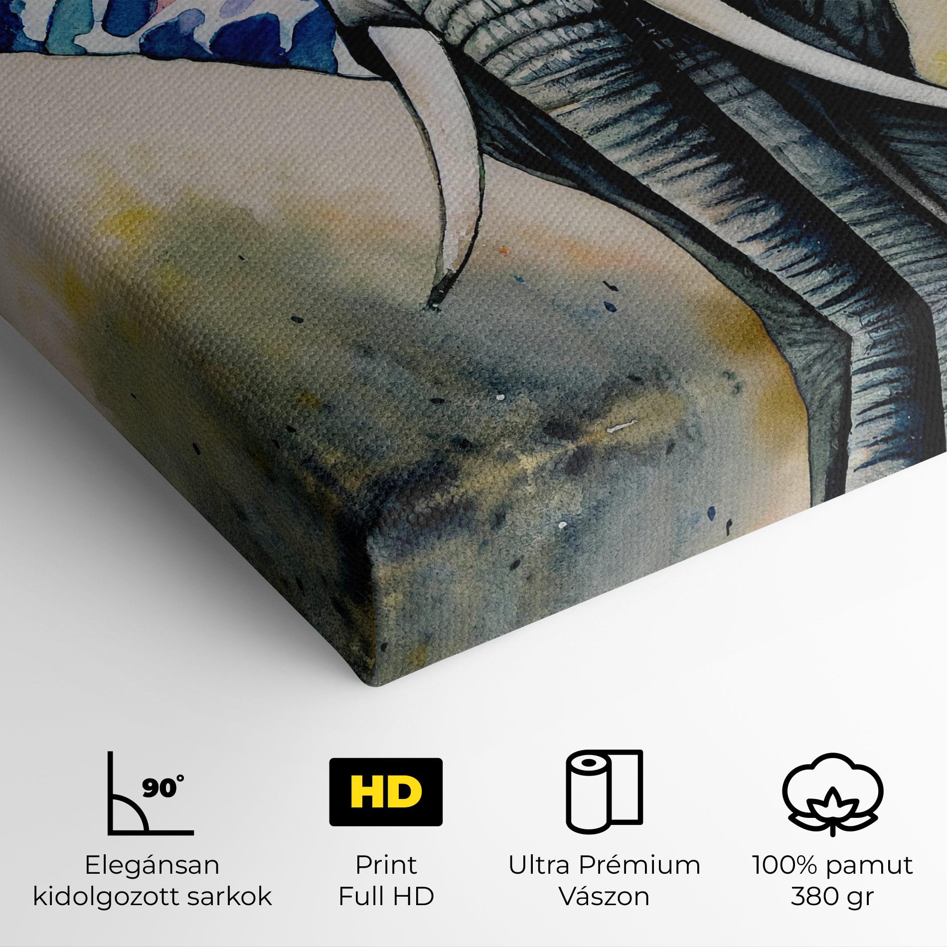 Vászonkép Watercolor Elephant Art mockup 4