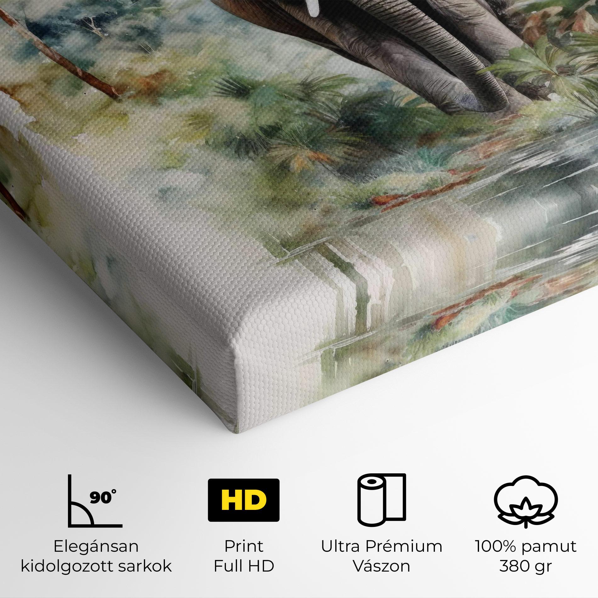 Vászonkép Wild Watercolor Elephant mockup 4