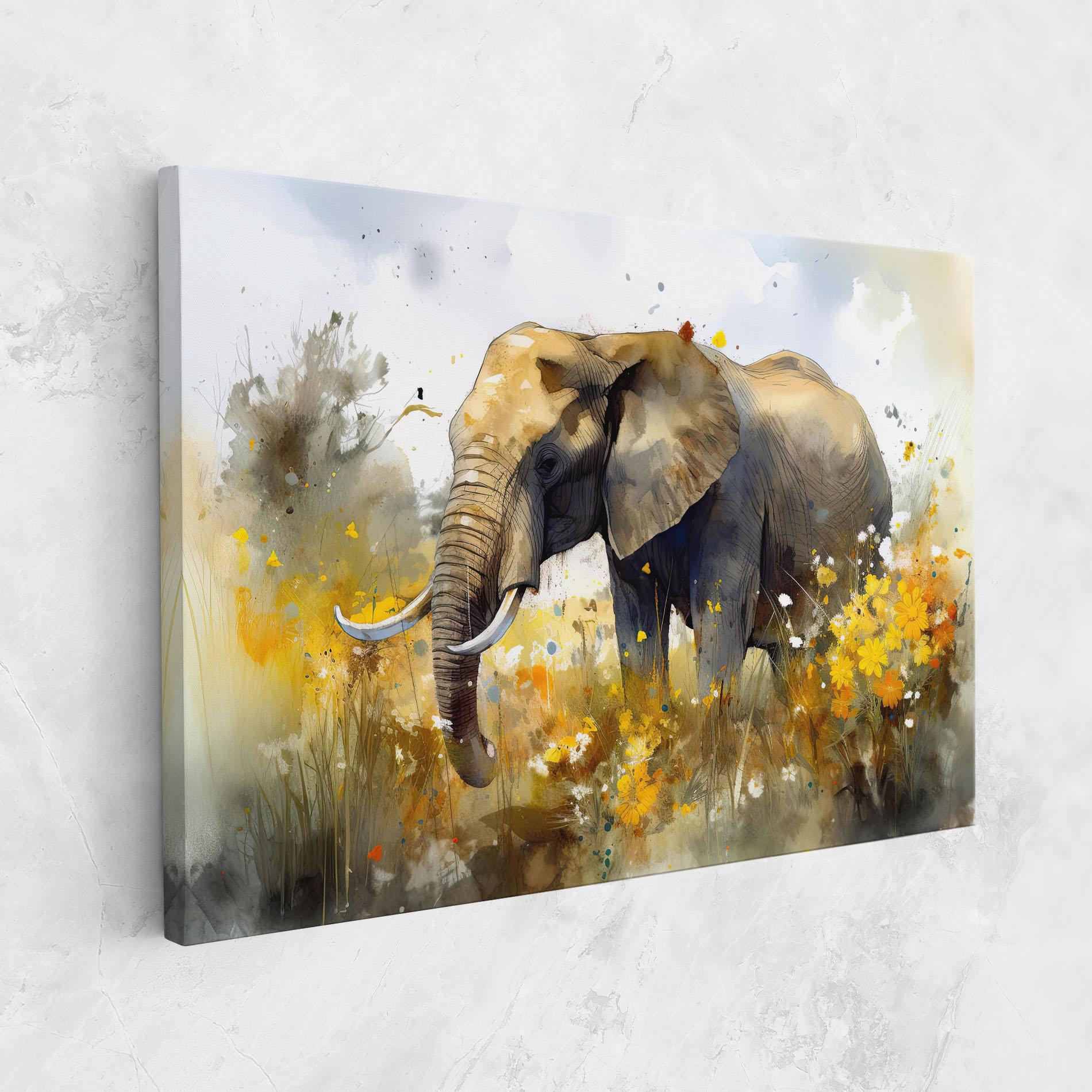 Vászonkép Yellow Flowers Elephant mockup 1