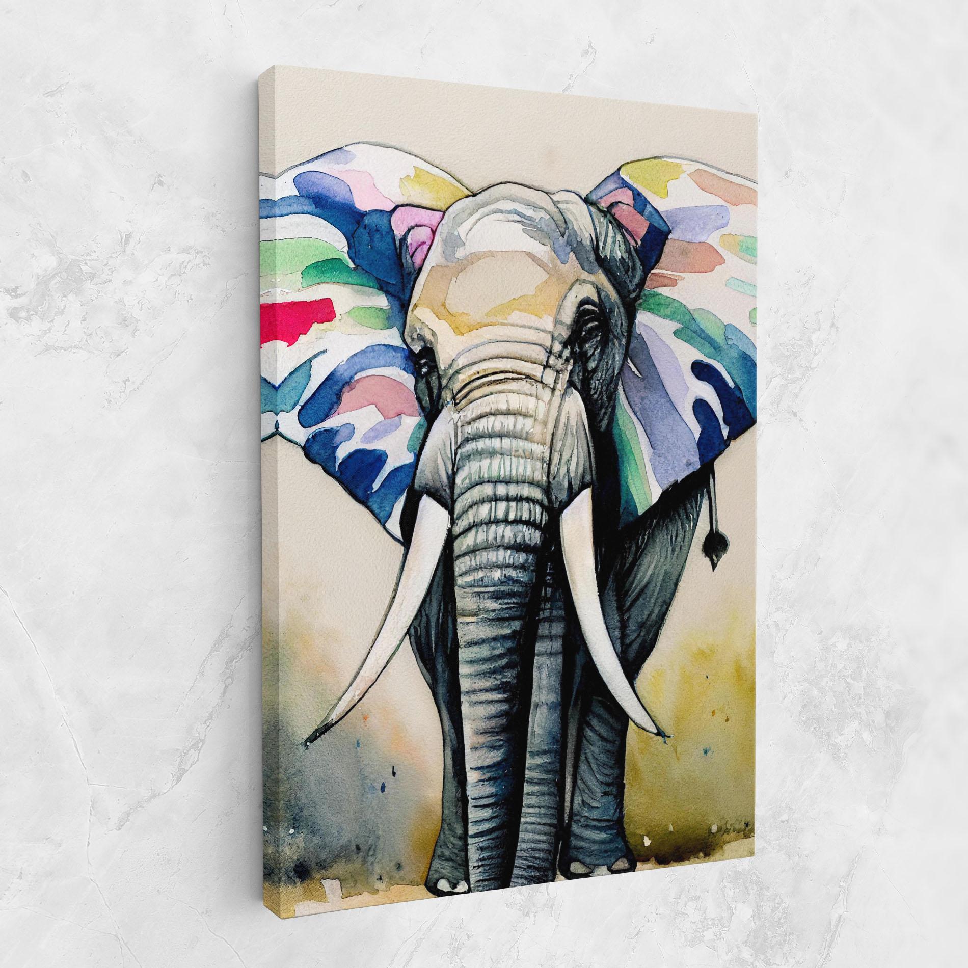Vászonkép Watercolor Elephant Art mockup 1