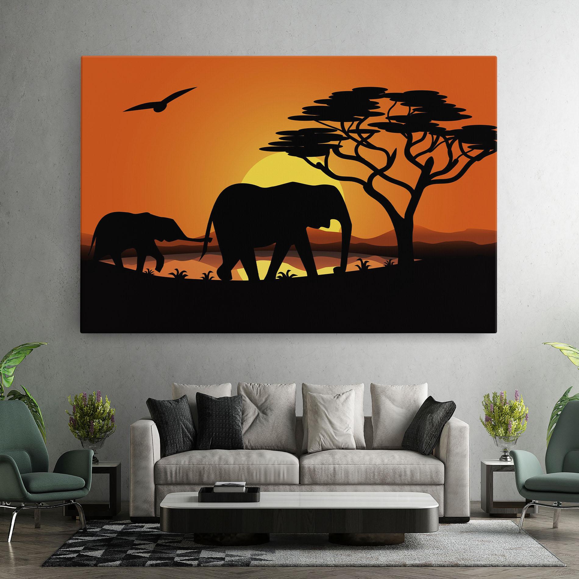 Vászonkép Elephant Sunset mockup 7