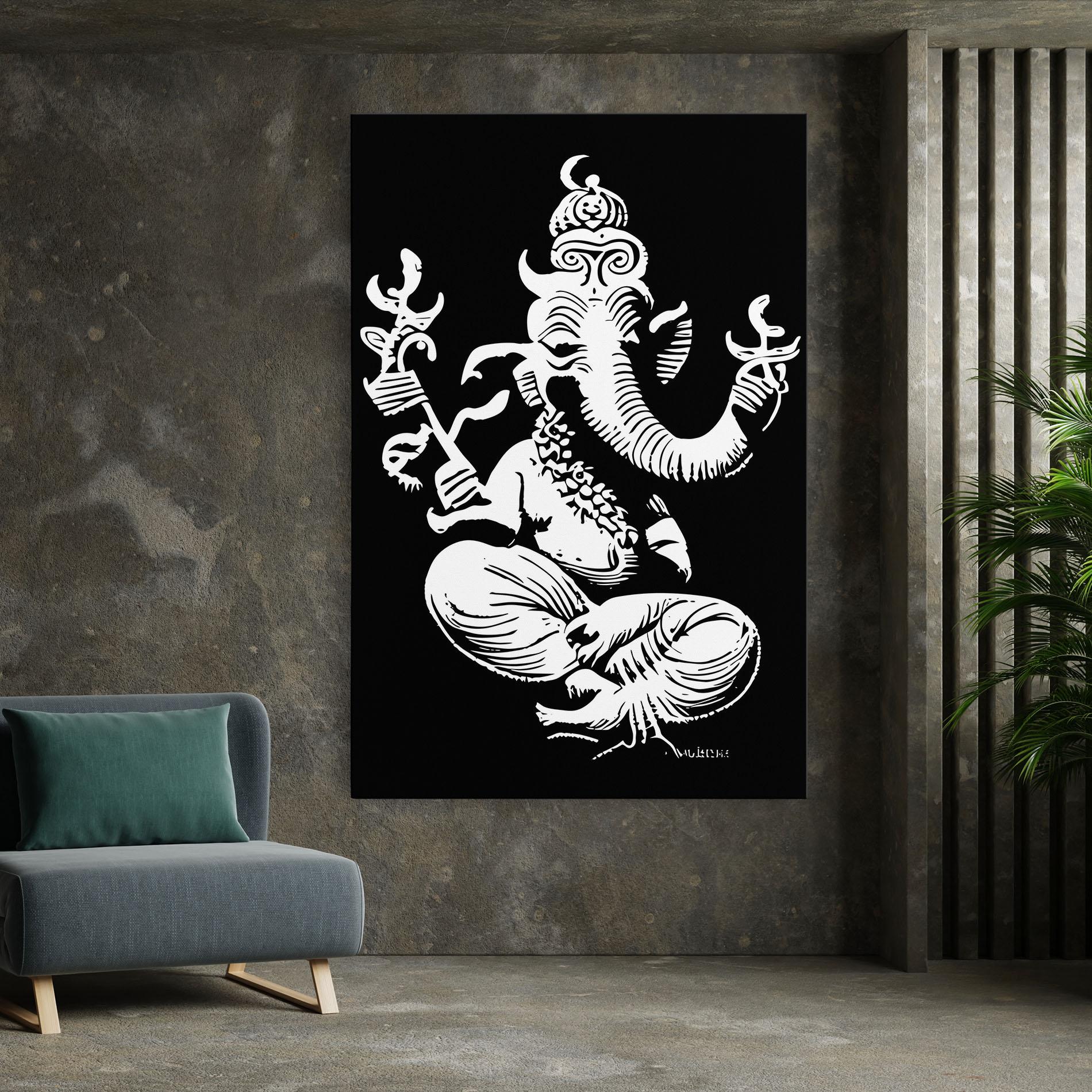 Vászonkép Black And White Ganesha mockup 7