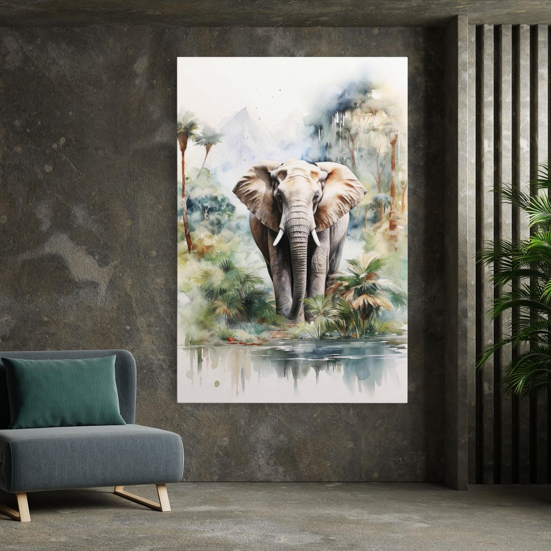 Vászonkép Wild Watercolor Elephant mockup 7