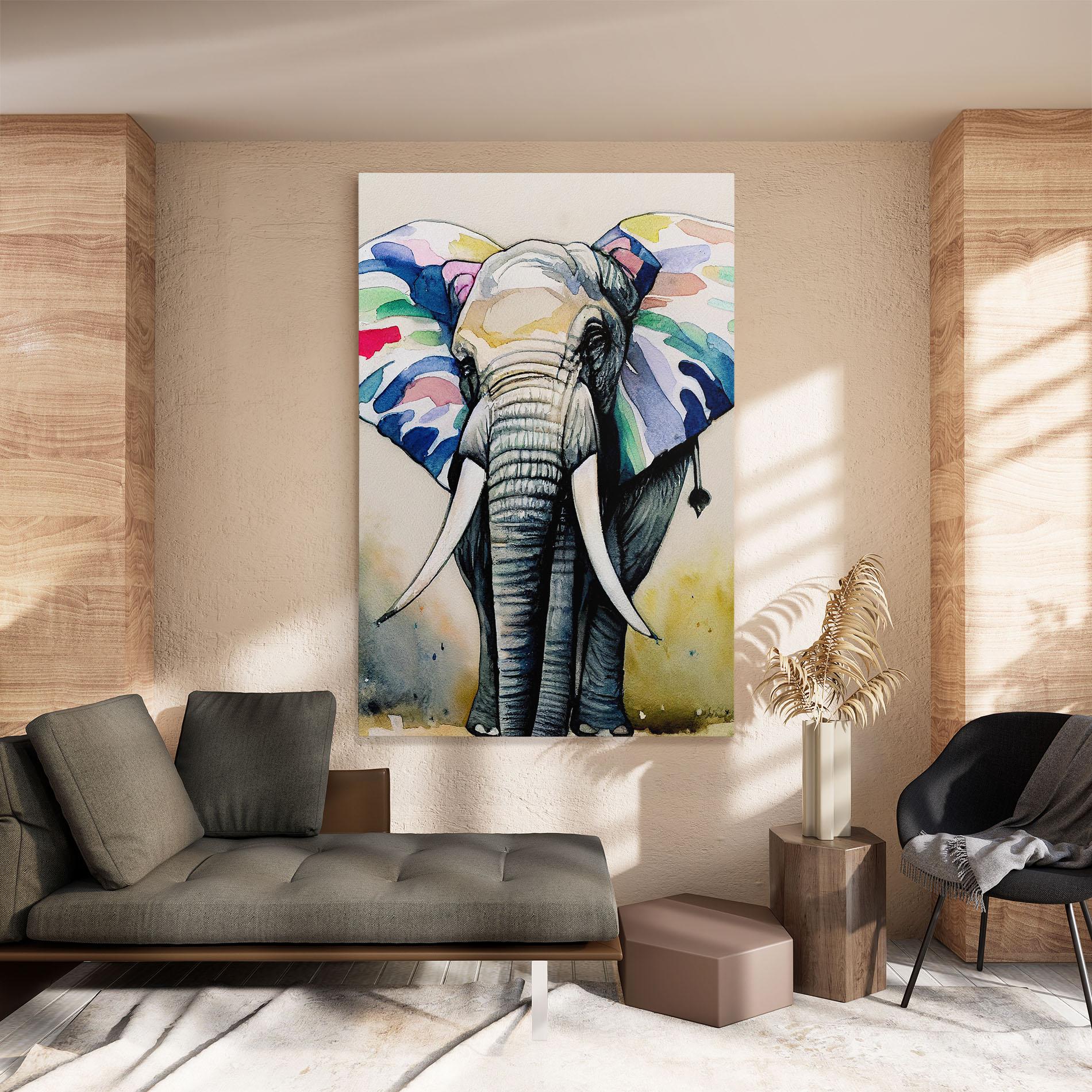 Vászonkép Watercolor Elephant Art mockup 8