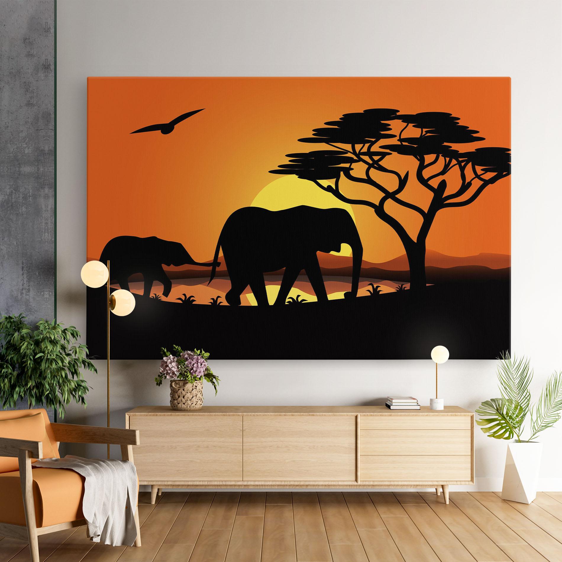 Vászonkép Elephant Sunset mockup 9