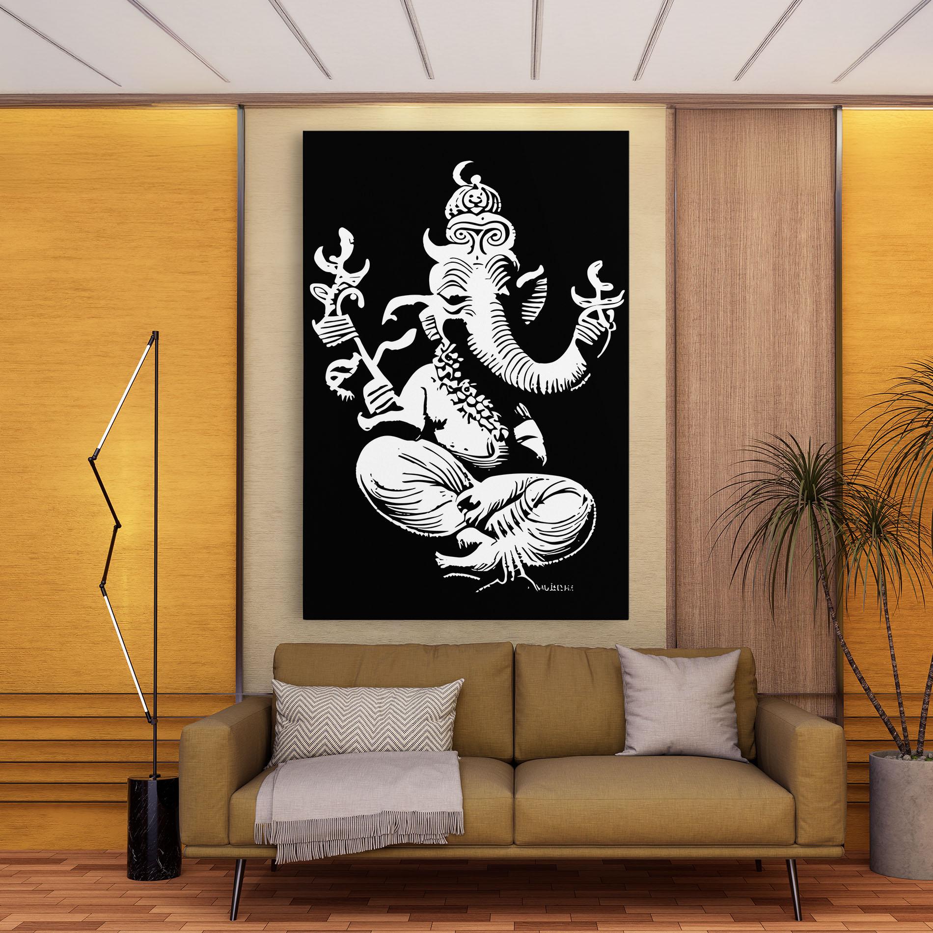 Vászonkép Black And White Ganesha mockup 9