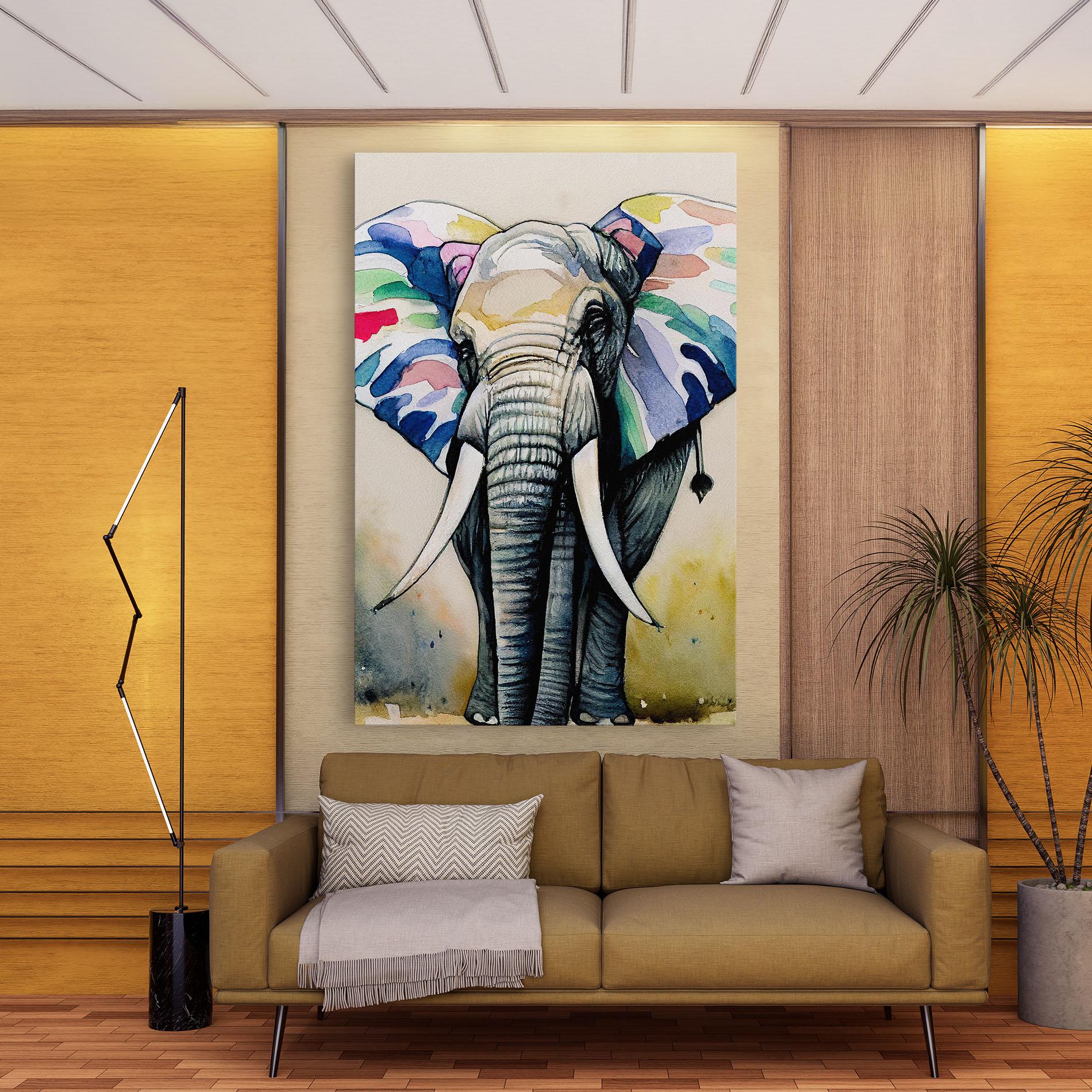 Vászonkép Watercolor Elephant Art mockup 9