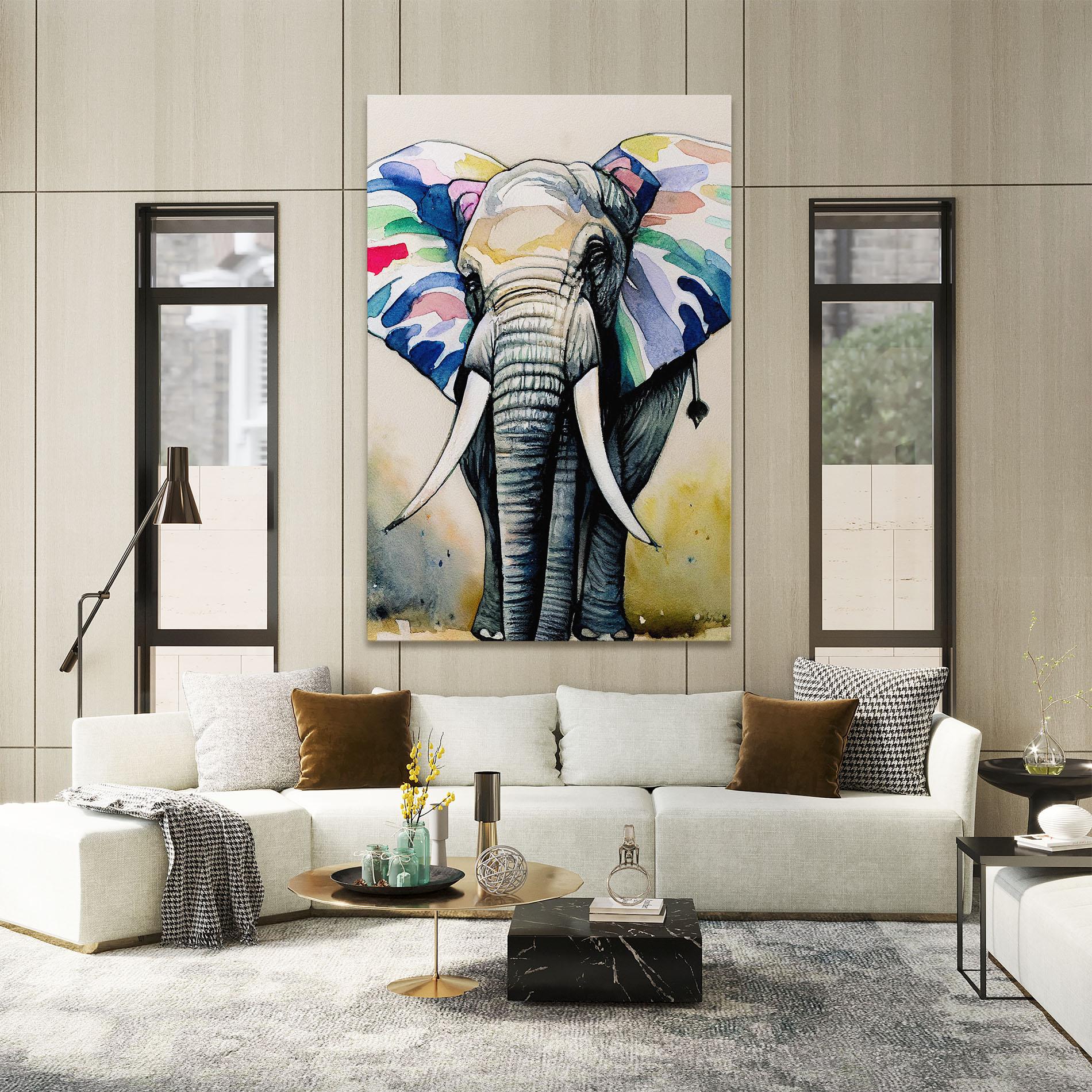 Vászonkép Watercolor Elephant Art mockup 2