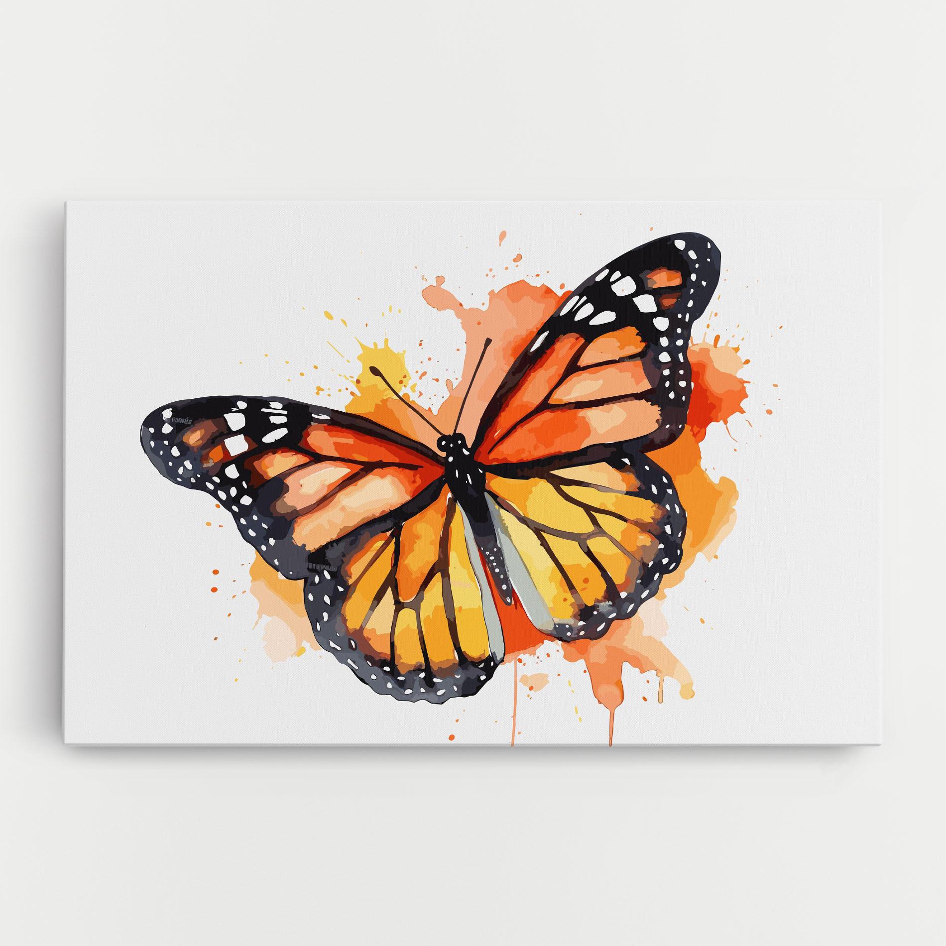 Vászonkép Orange Watercolor Butterfly mockup 0