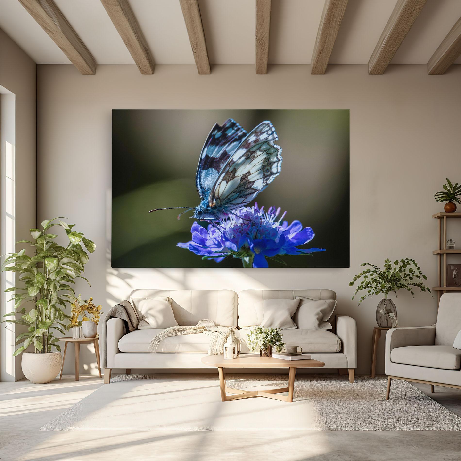 Vászonkép Blue Butterfly In Nature mockup 6