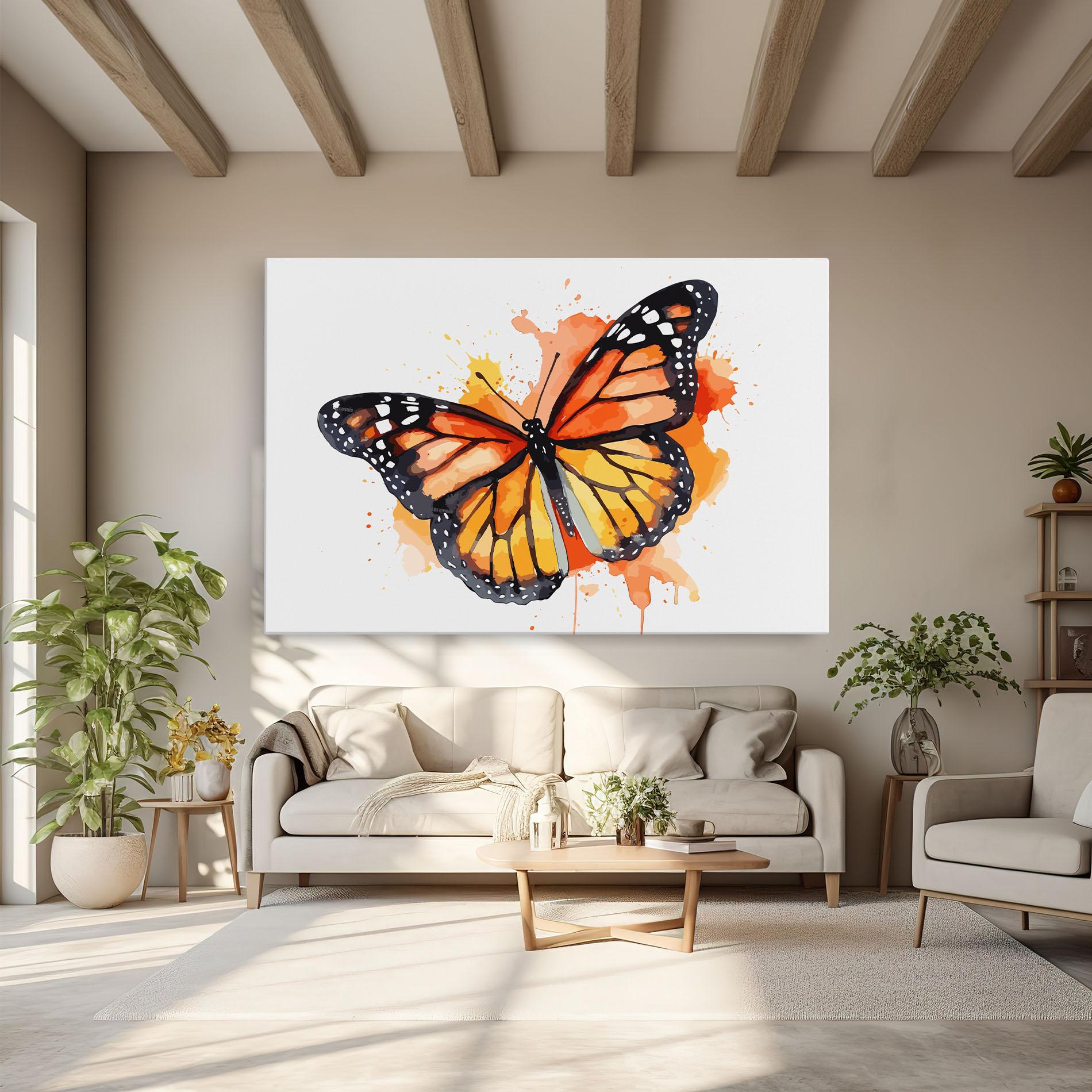 Vászonkép Orange Watercolor Butterfly mockup 6