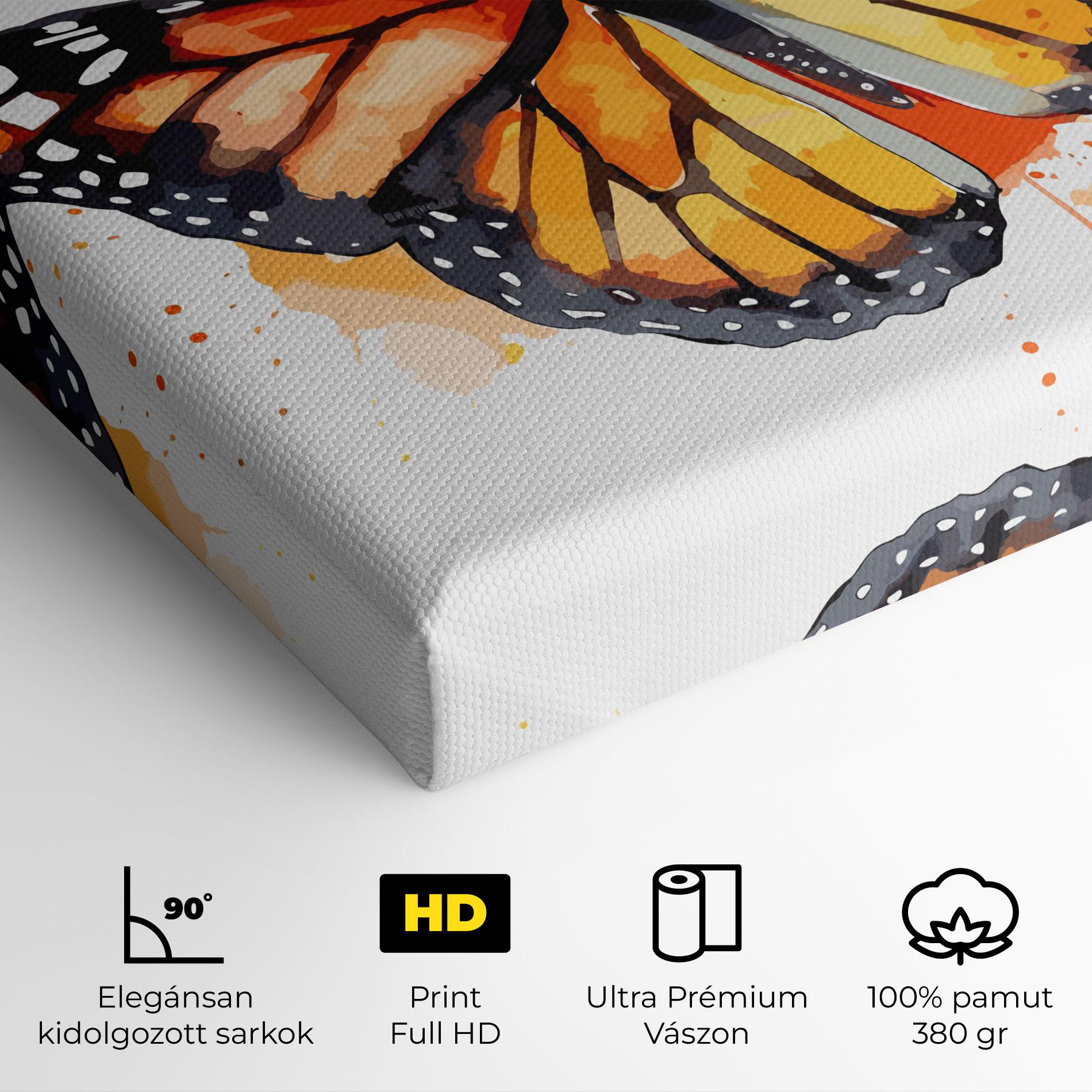 Vászonkép Orange Watercolor Butterfly mockup 4