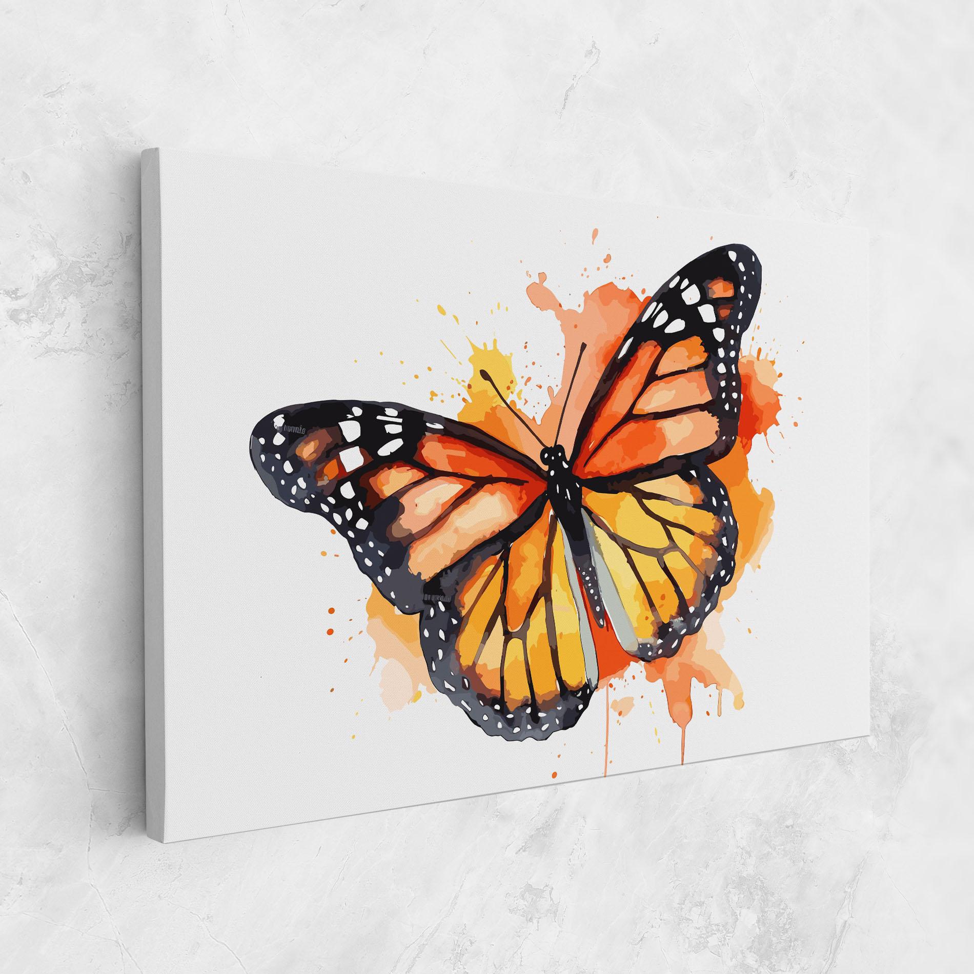 Vászonkép Orange Watercolor Butterfly mockup 1