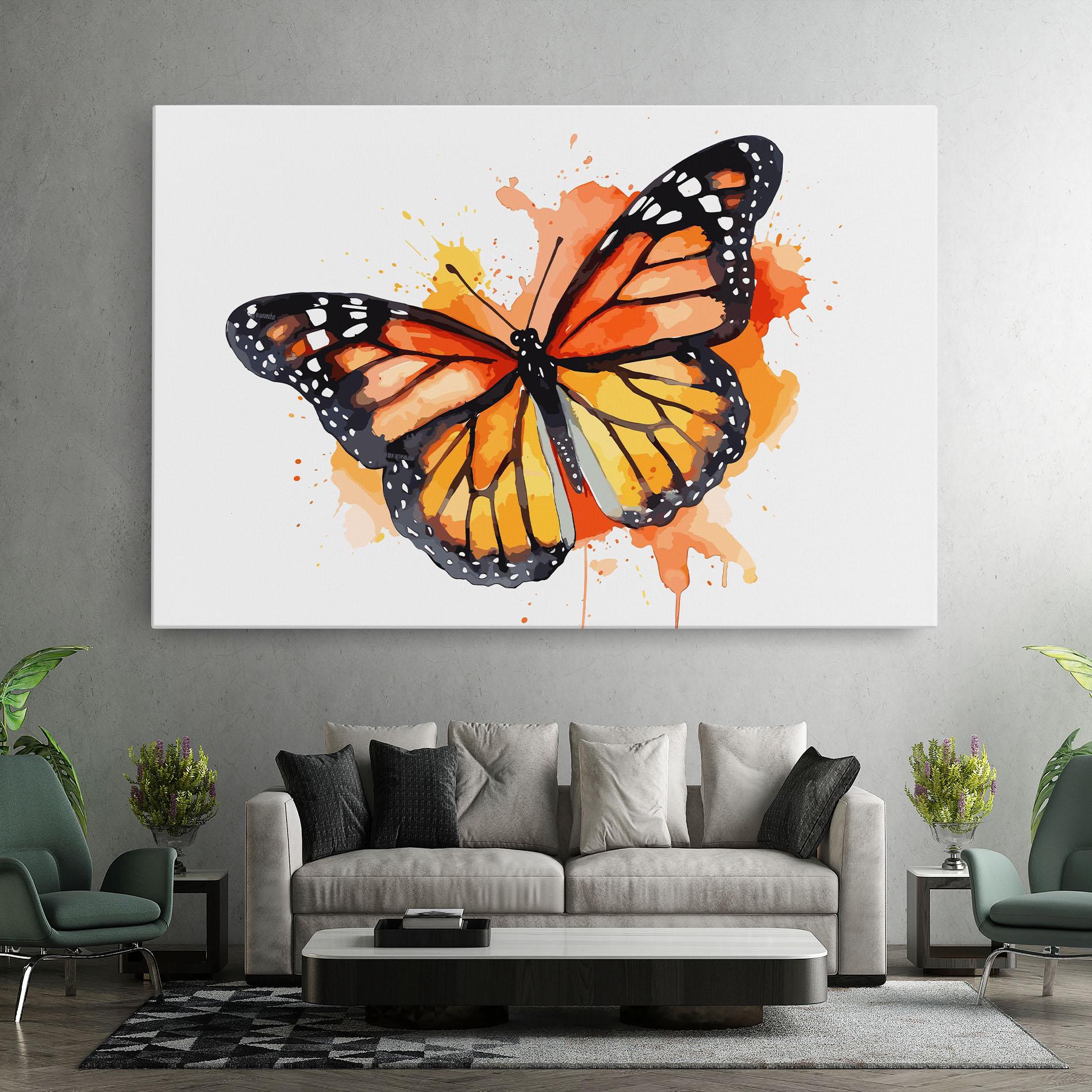 Vászonkép Orange Watercolor Butterfly mockup 7
