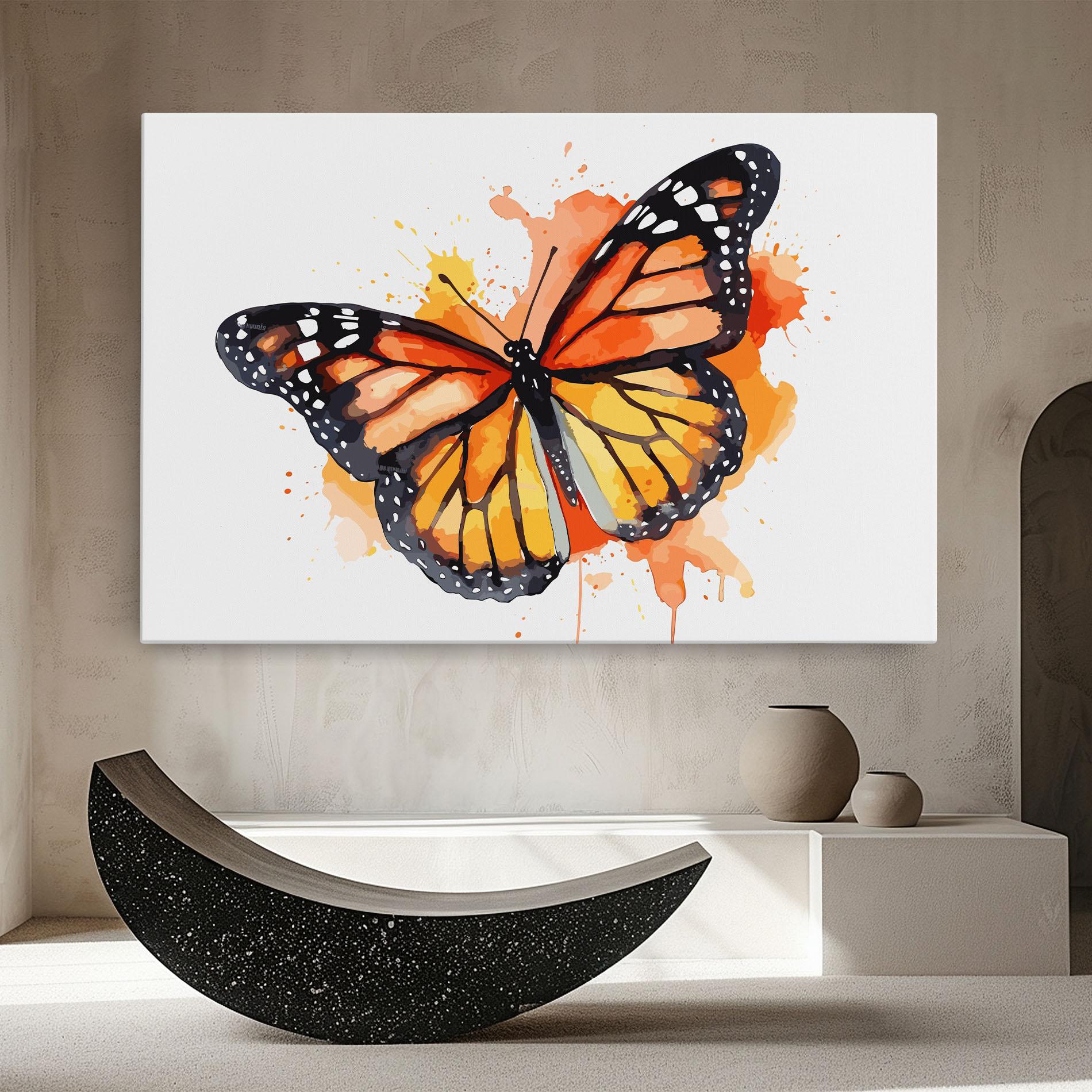 Vászonkép Orange Watercolor Butterfly mockup 8