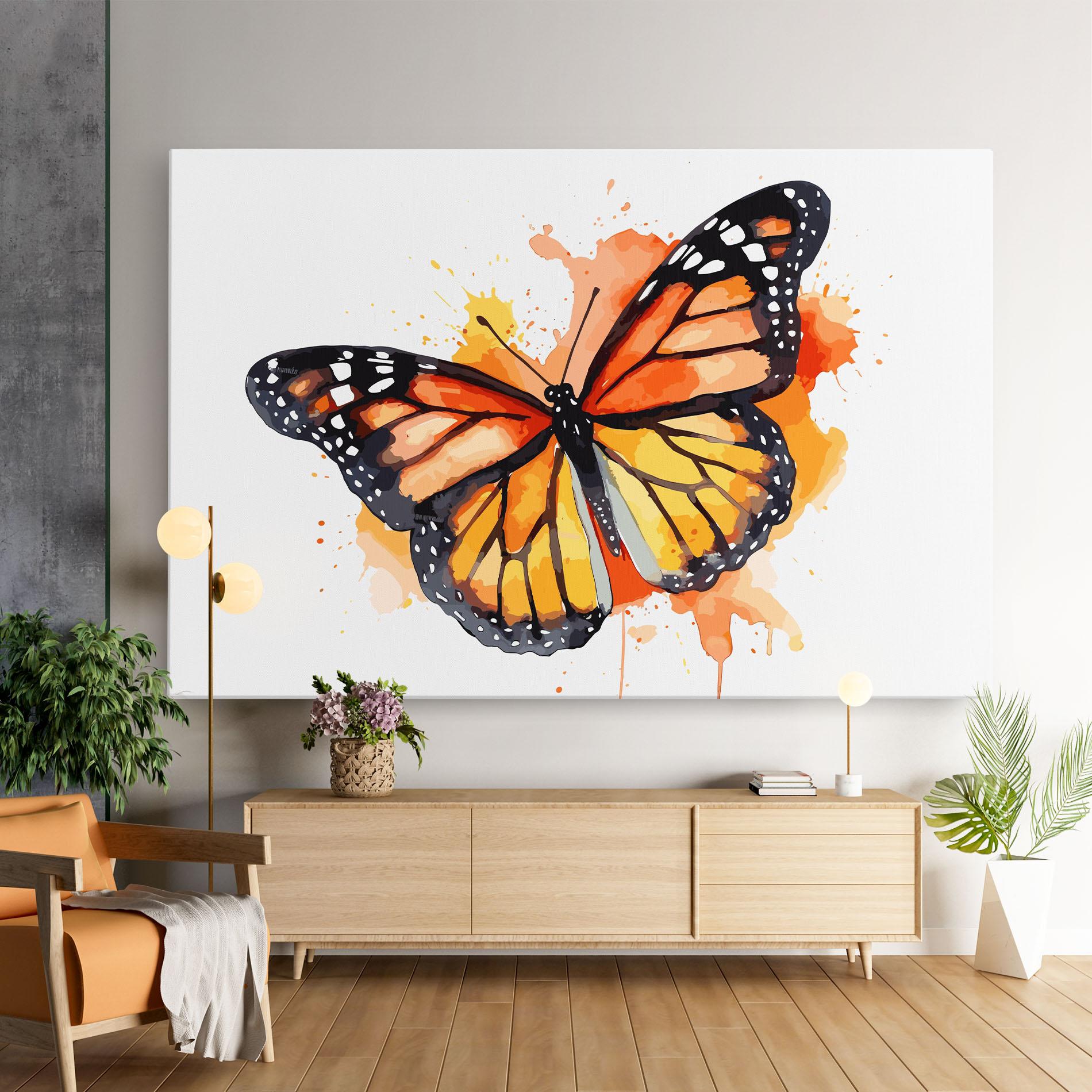 Vászonkép Orange Watercolor Butterfly mockup 9