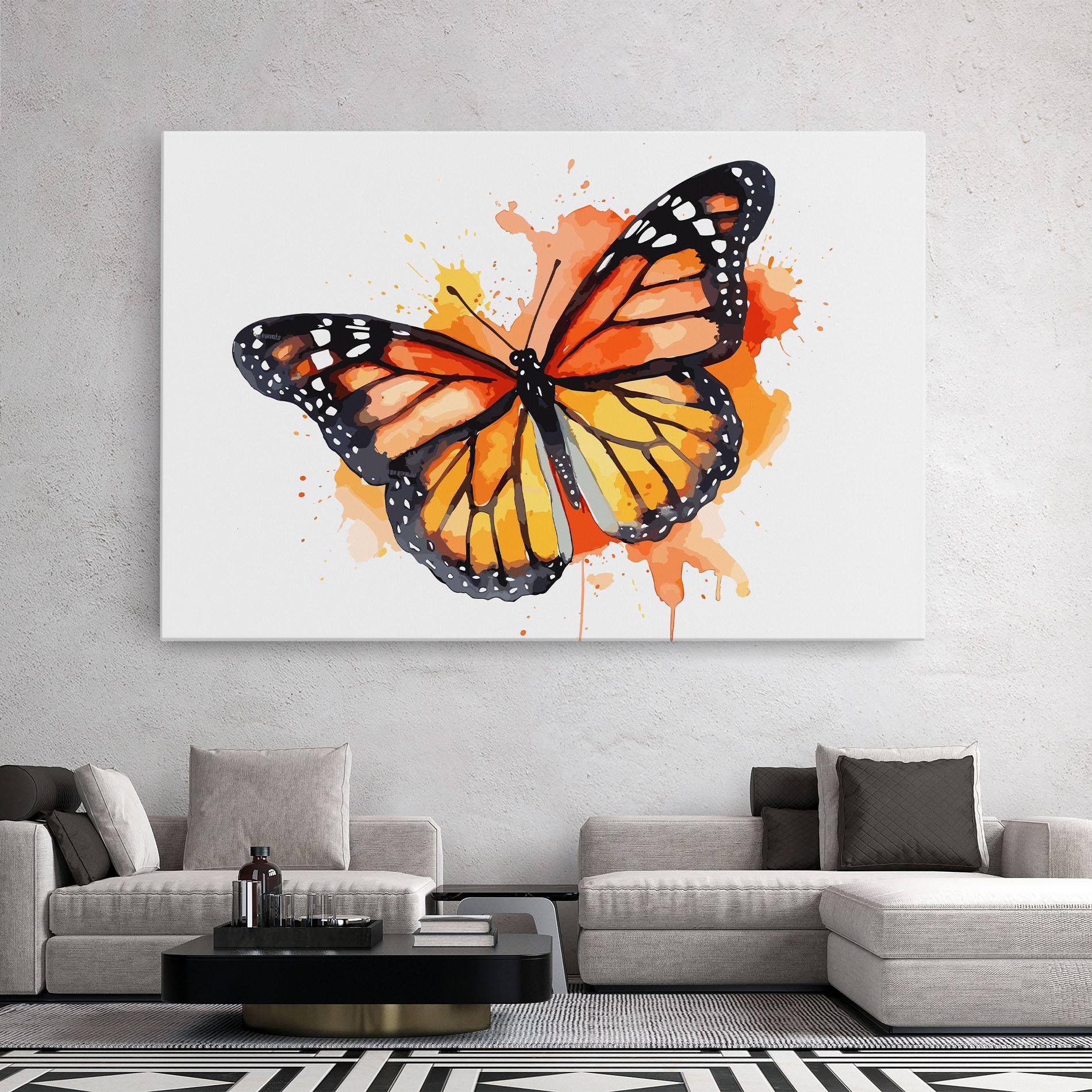 Vászonkép Orange Watercolor Butterfly mockup 2