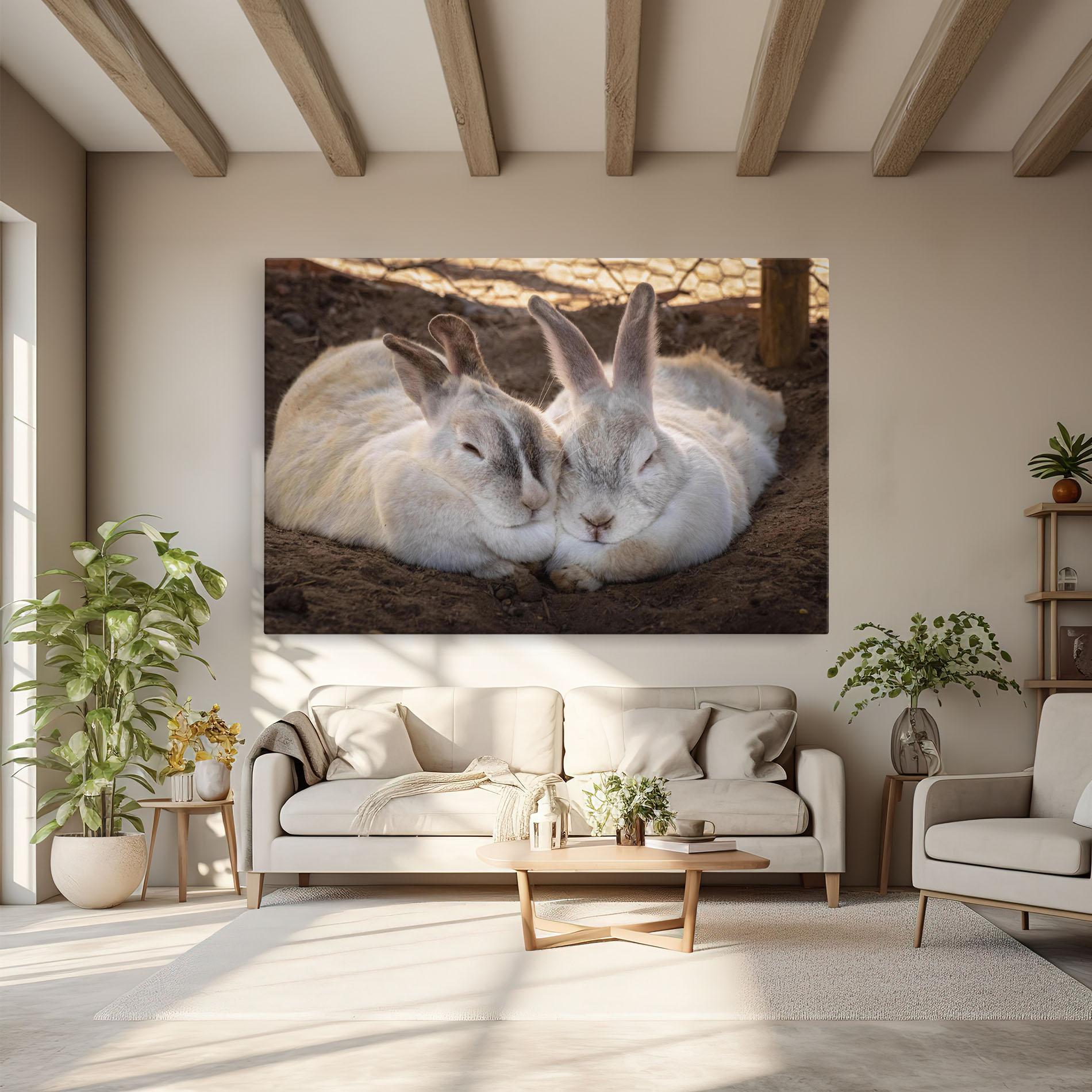 Vászonkép Light Grey Bunny Sleeping mockup 6