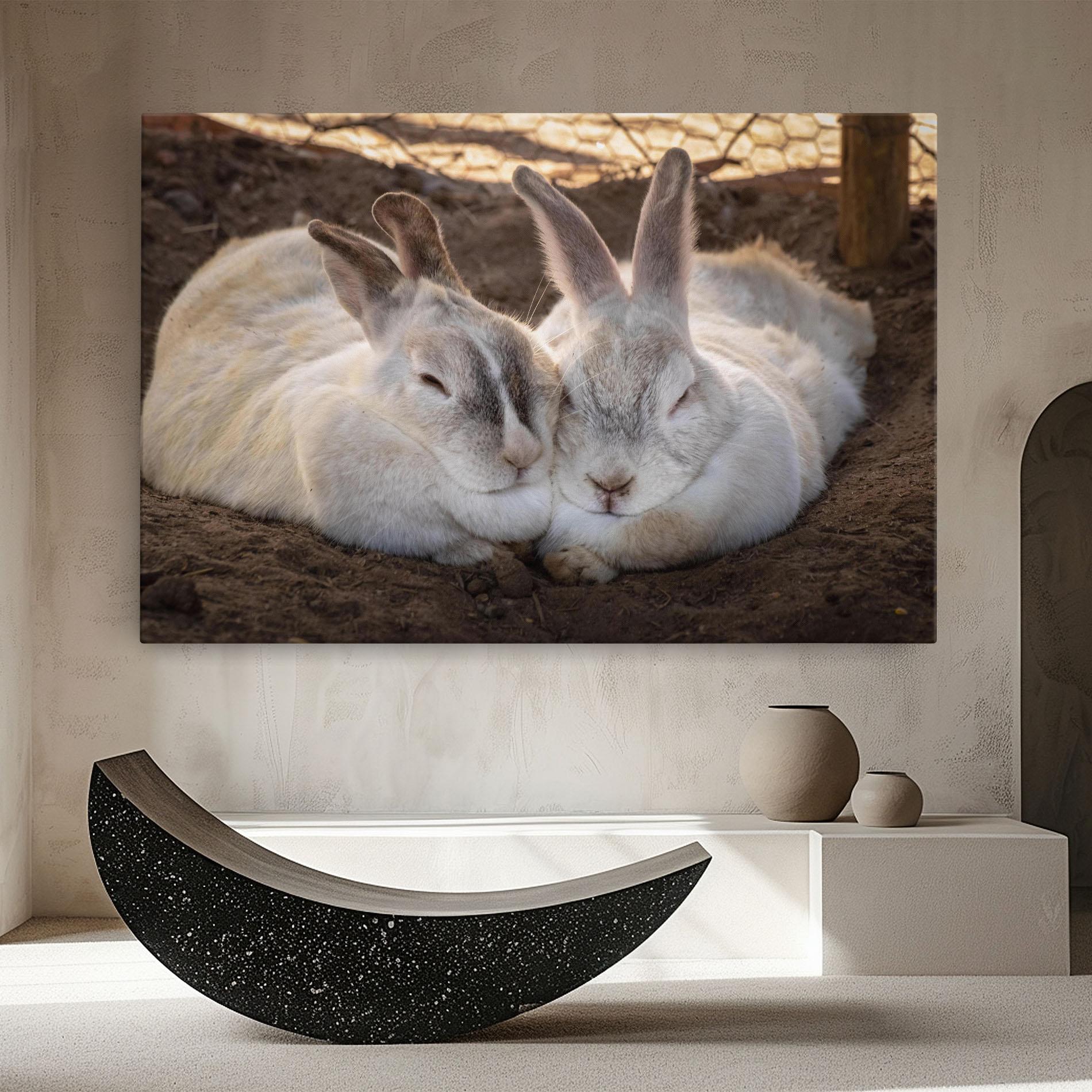 Vászonkép Light Grey Bunny Sleeping mockup 8