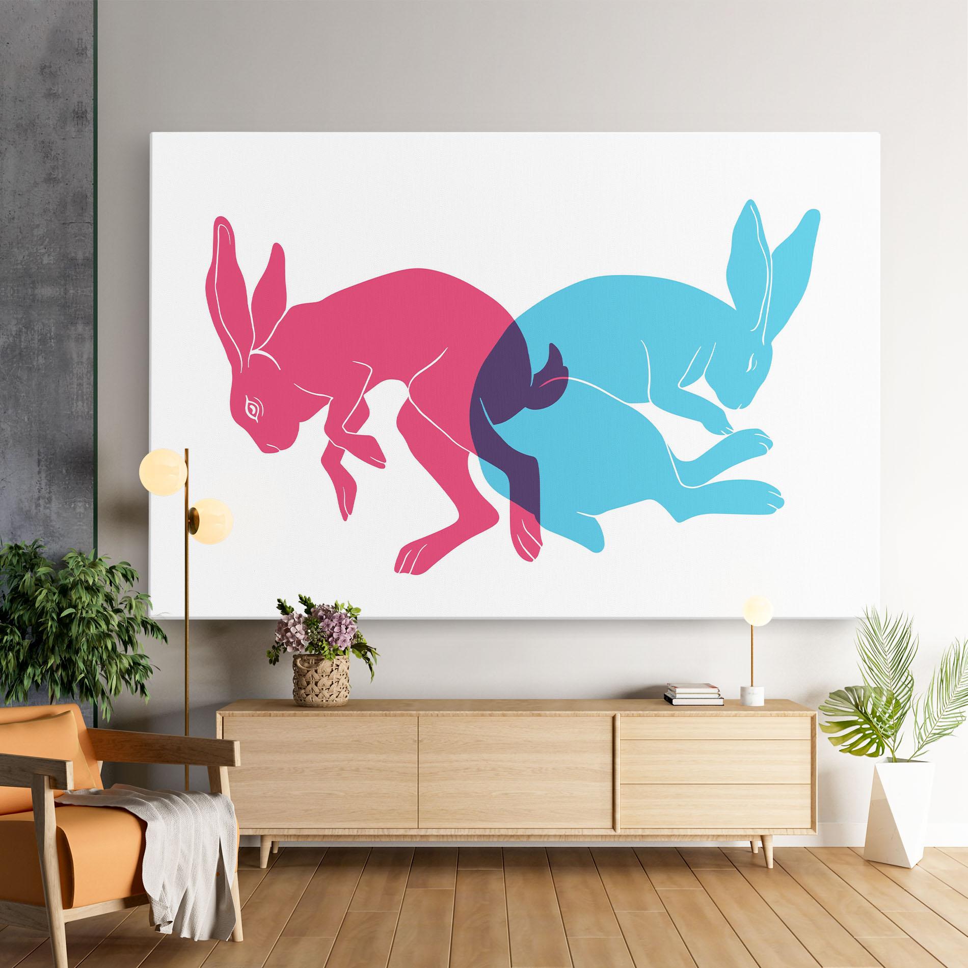 Vászonkép Rabbits Riso mockup 9