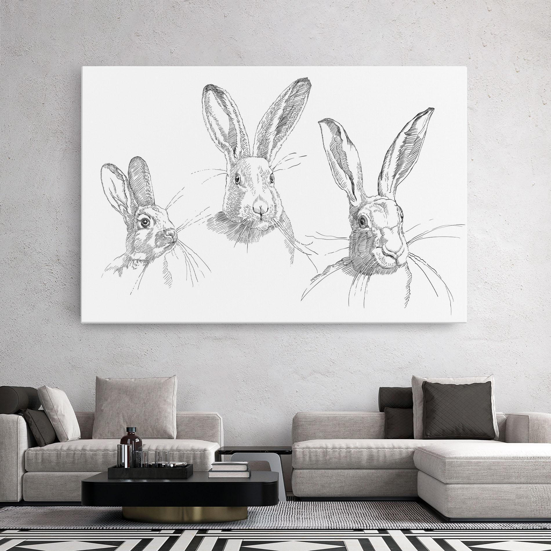 Vászonkép Hand Drawn Bunny mockup 2