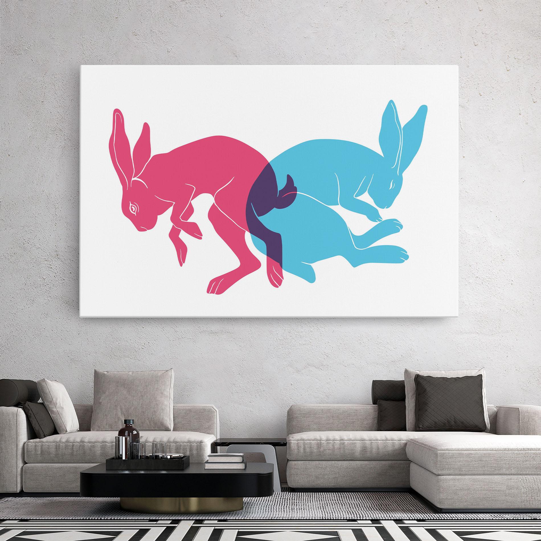 Vászonkép Rabbits Riso mockup 2